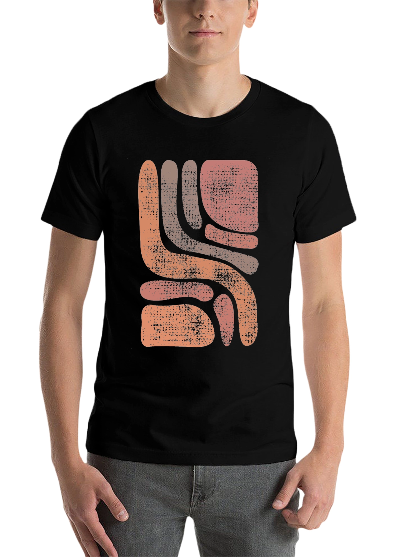 Retro Abstract Graphic Print Men's T-Shirt - 7