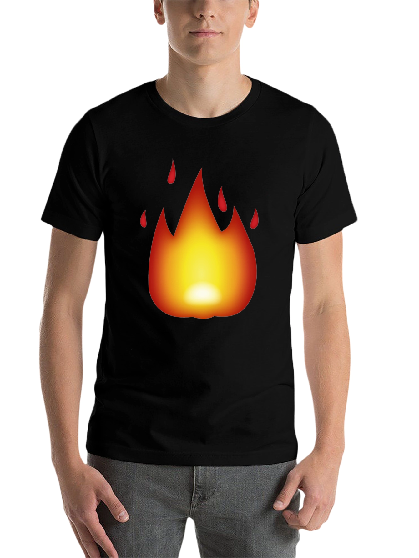 Black Fiery Flame Graphic Black T-Shirt view 7