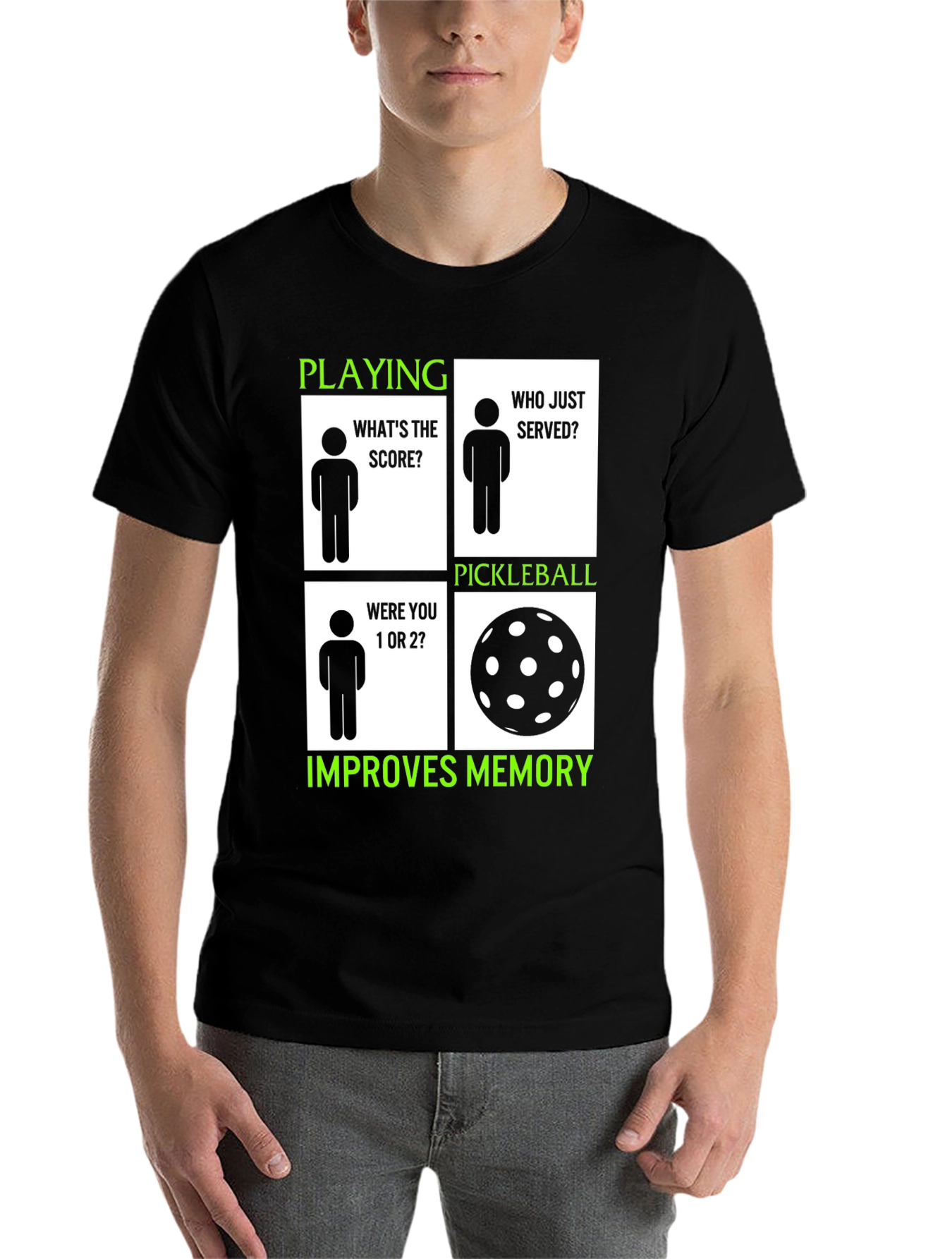 Black Pickleball Improves Memory T-Shirt view 7