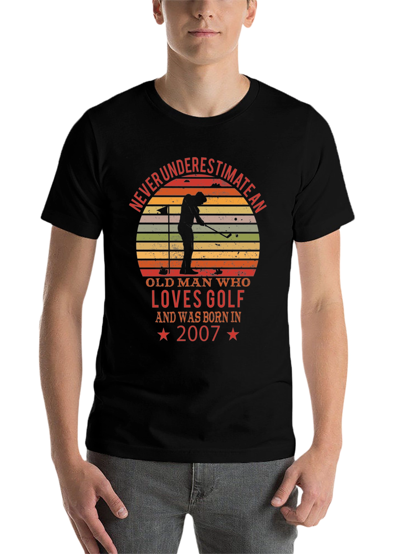 Black Golf Lover Birthday Year 2007 T-Shirt view 7