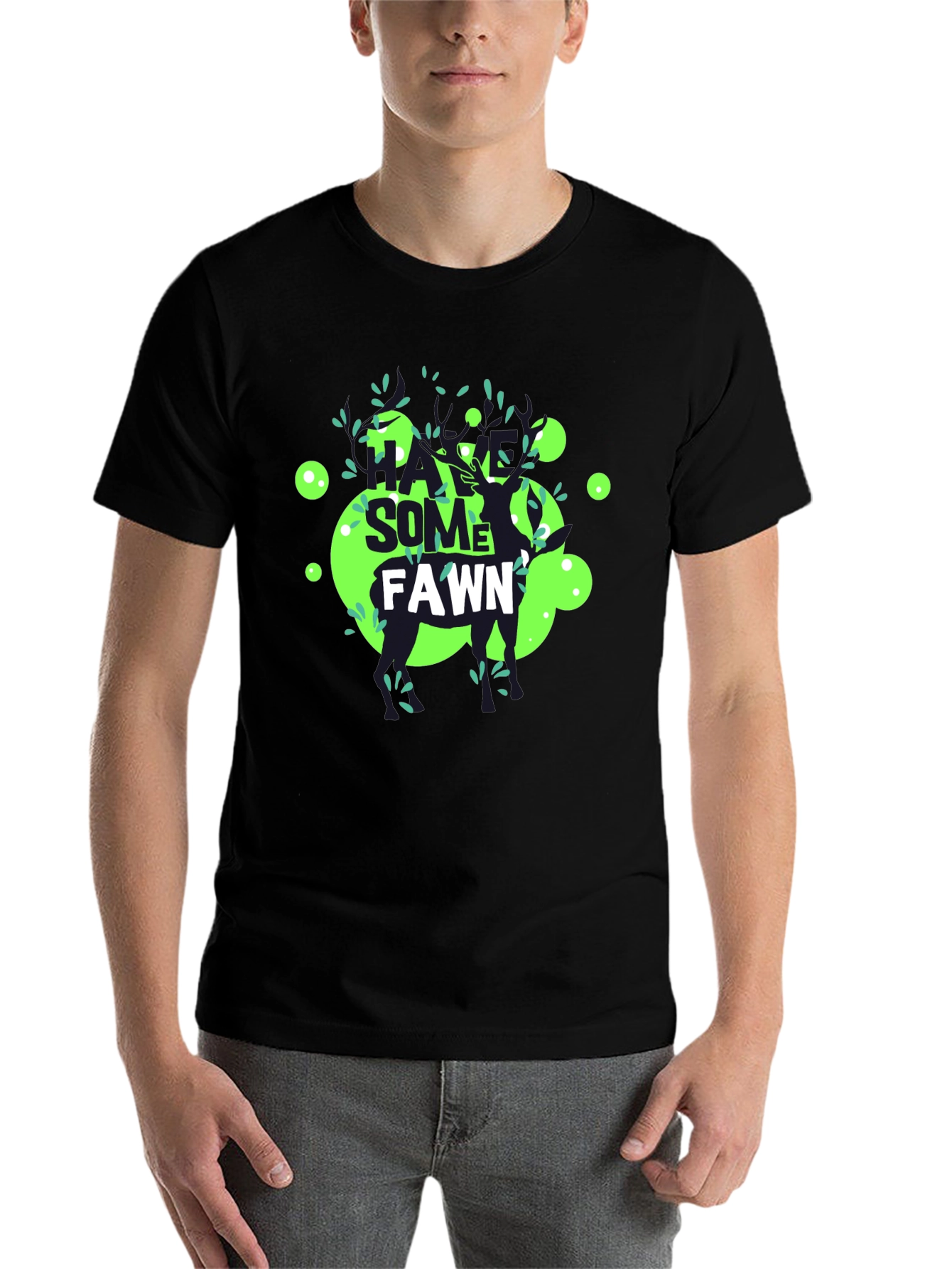 Black Have Some Fawn T-Shirt - Unique Graphic Tee view 7