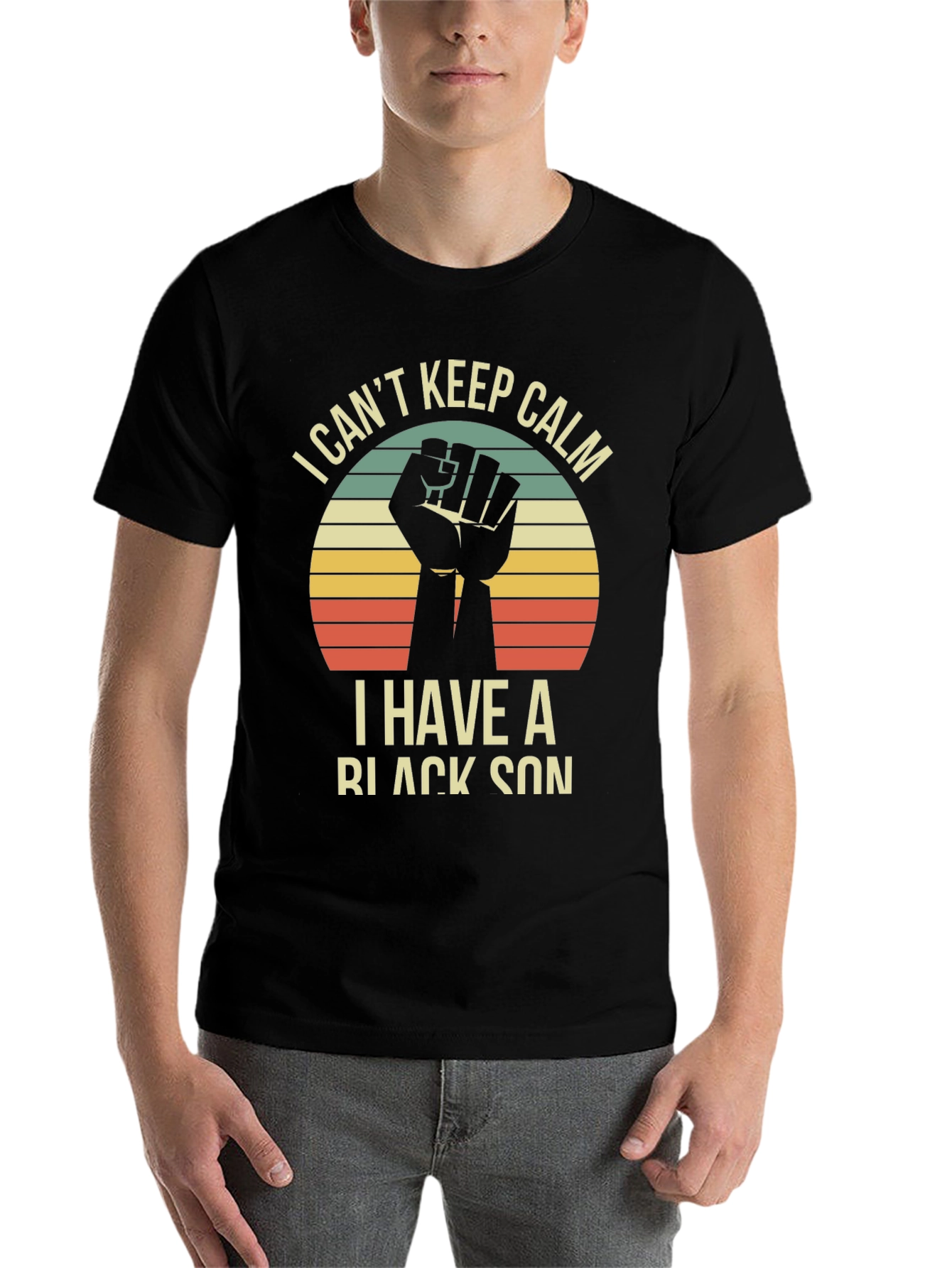 Black I Can't Keep Calm I Have a Black Son T-Shirt view 7
