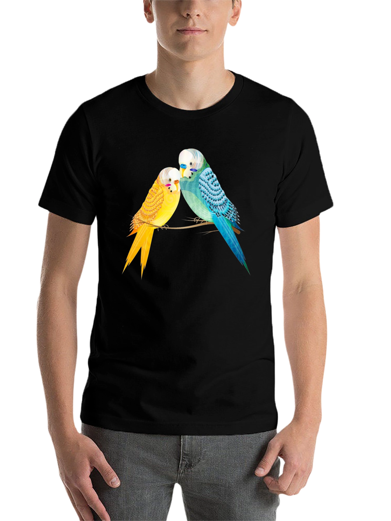 Black Budgie Bird Graphic Tee -  Cute Parakeet Lovers T-Shirt view 7