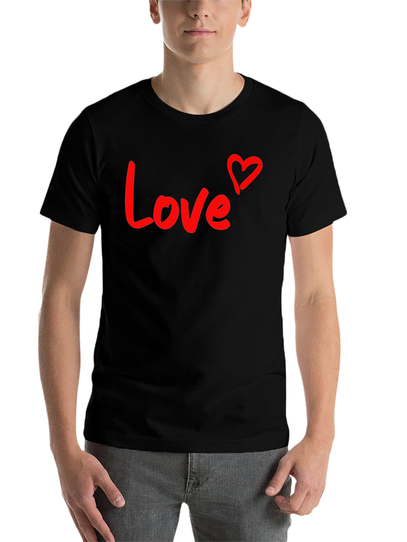 Black Love Heart Graphic Tee - Black Cotton Blend view 7
