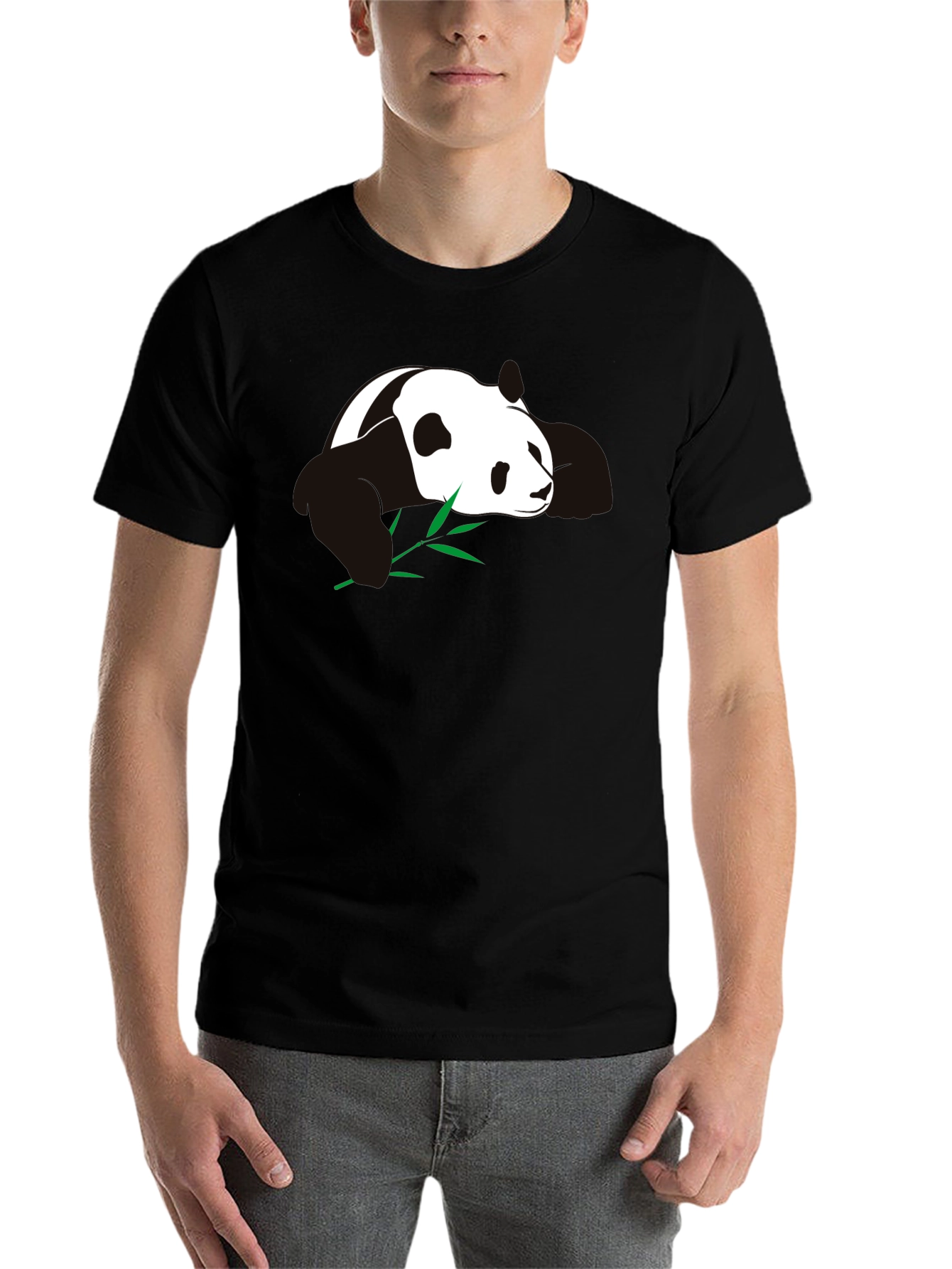Black Panda T-Shirt - Black Cotton Blend Tee view 7