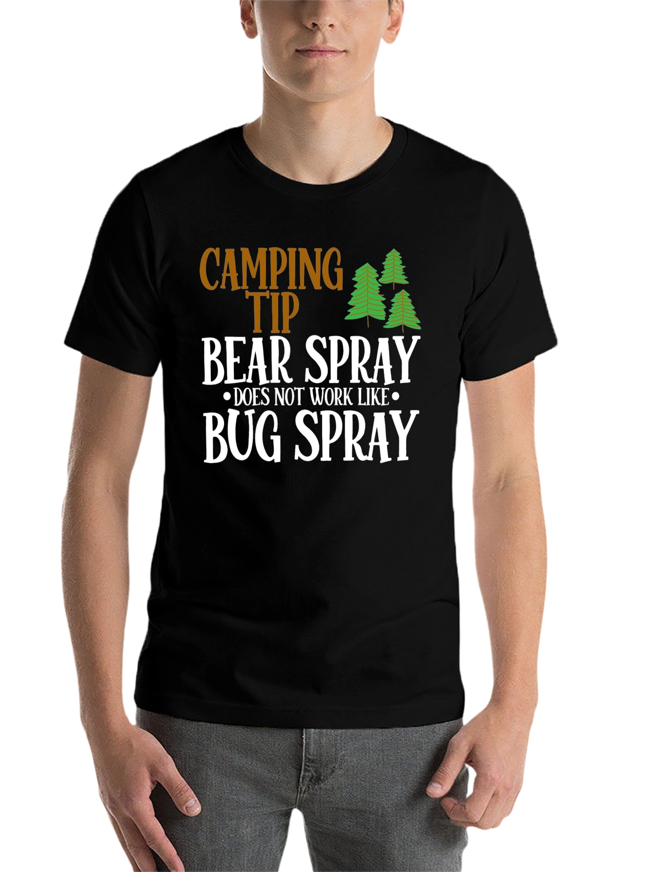 Black Camping Tip Bear Spray Humor T-Shirt view 7