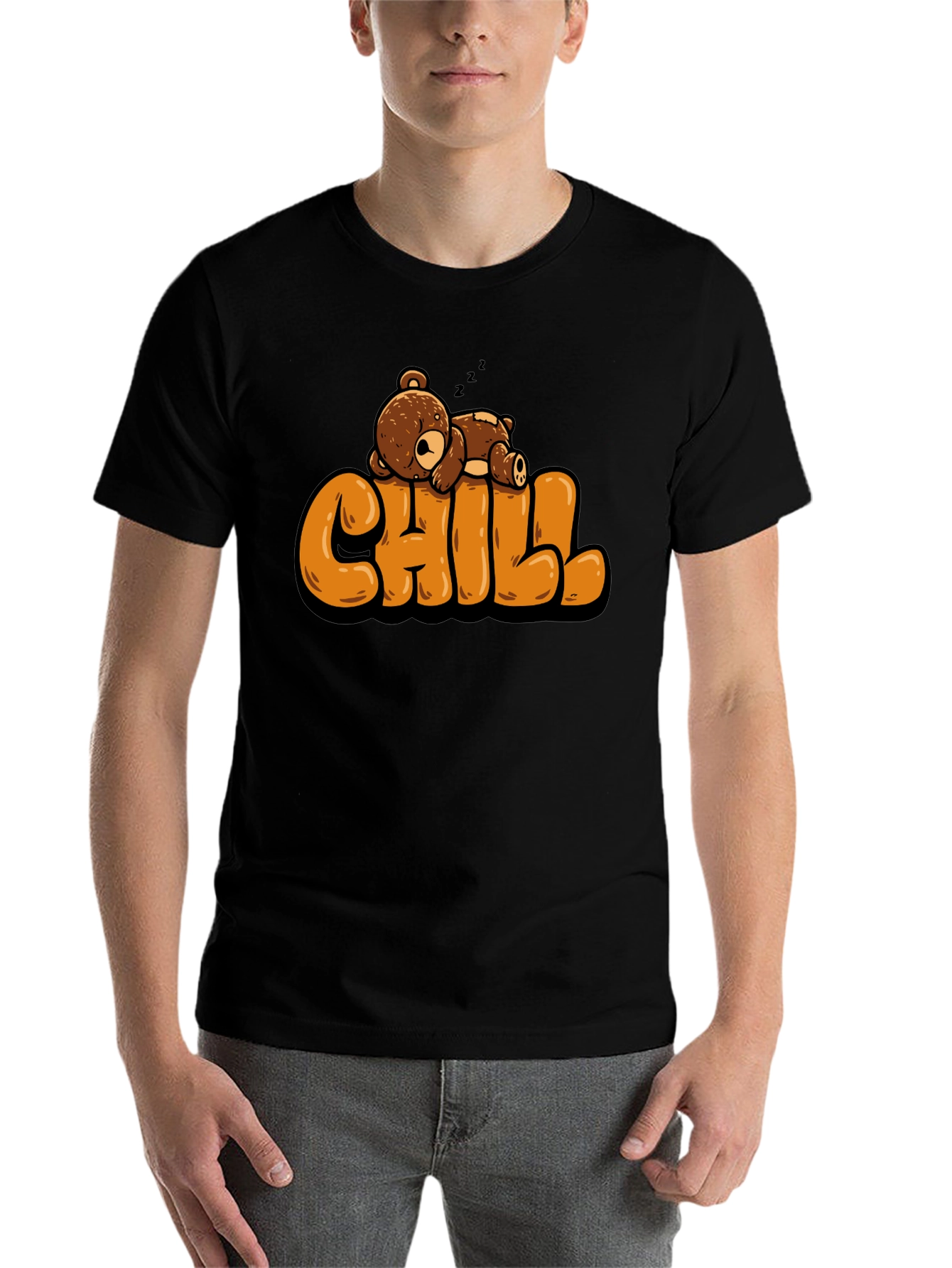 Black Chill Bear T-Shirt - Relaxed Style view 7