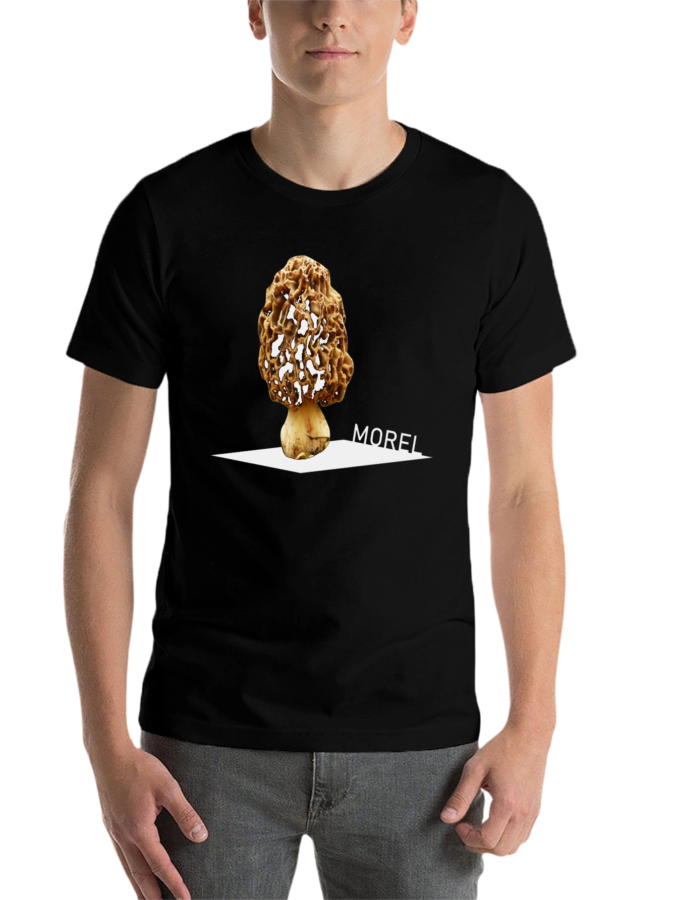 Black Morel Mushroom Graphic Tee - Unique Nature Design view 7