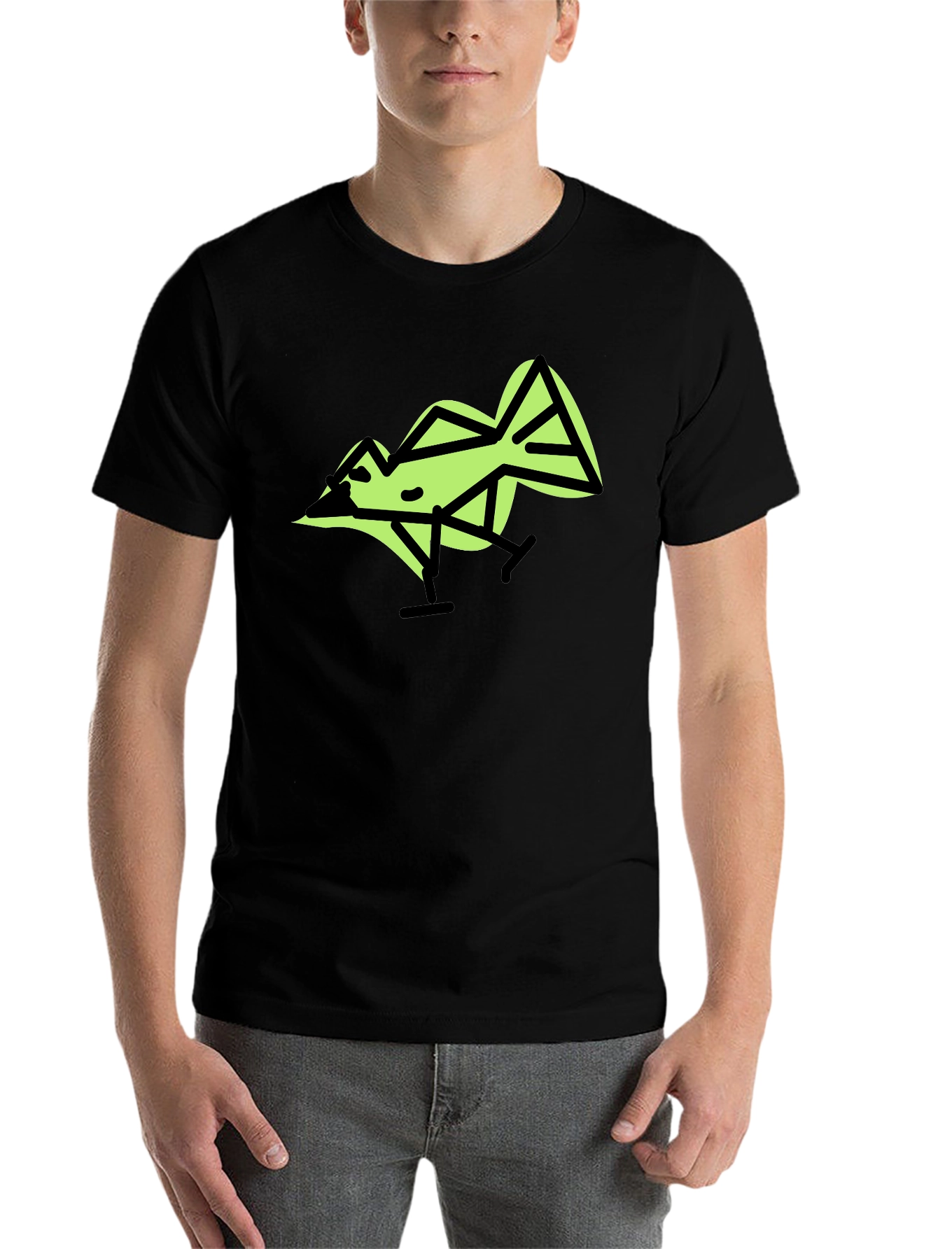 Black Geometric Bird Graphic T-Shirt view 7