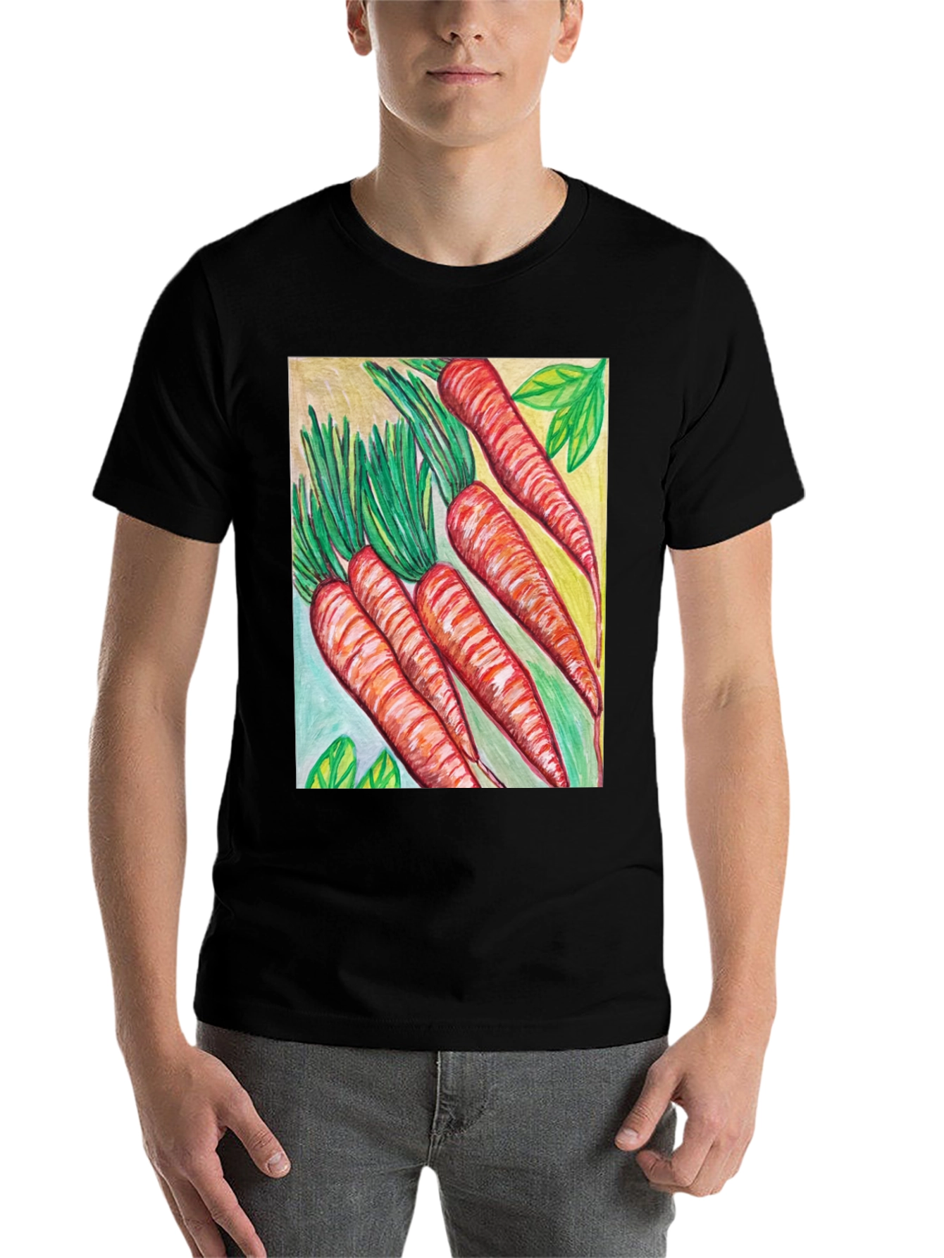 Black Carrot Art Graphic Tee - Quirky Unisex T-Shirt view 7