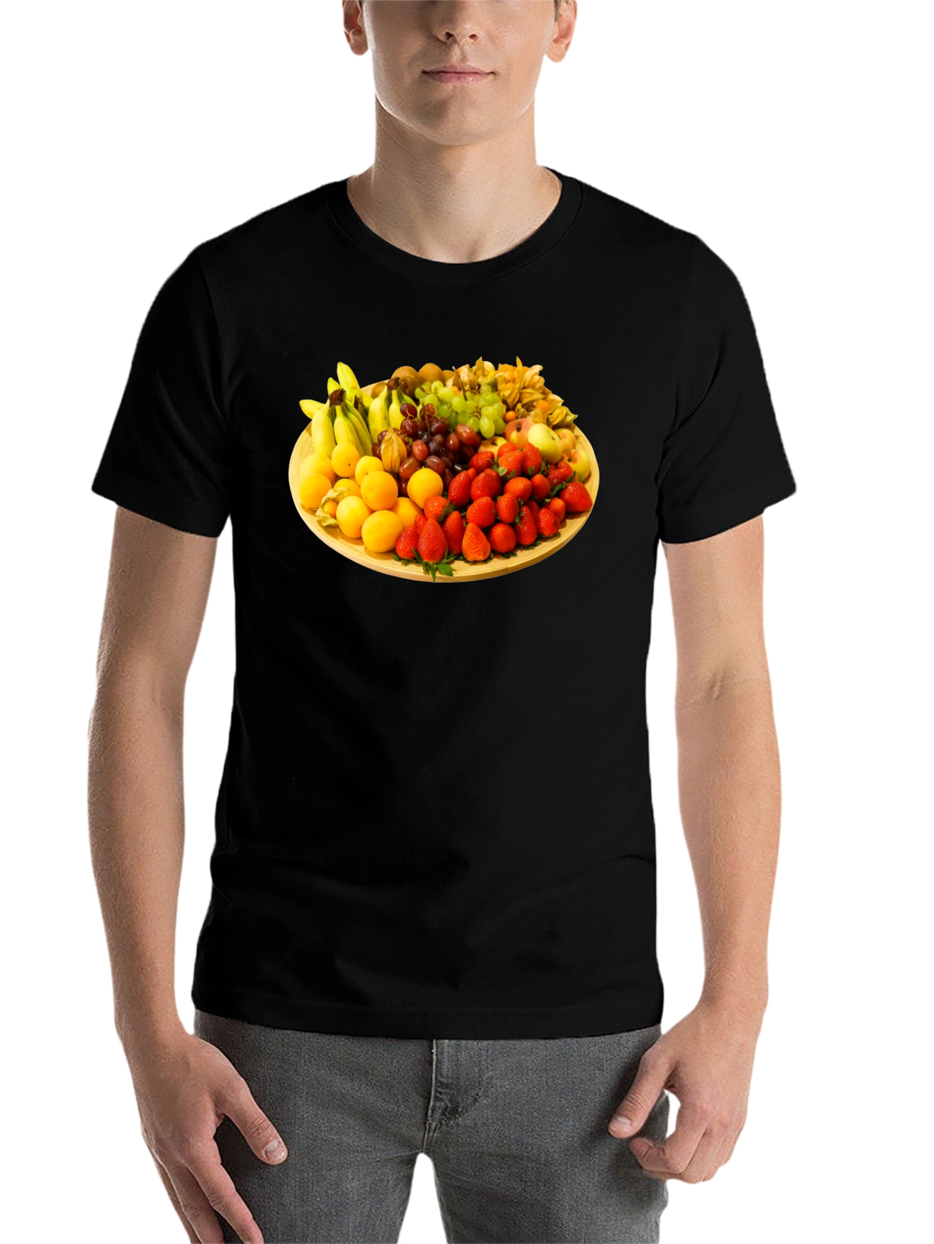 Black Fruit Platter Graphic Tee - Black Unisex T-Shirt view 7