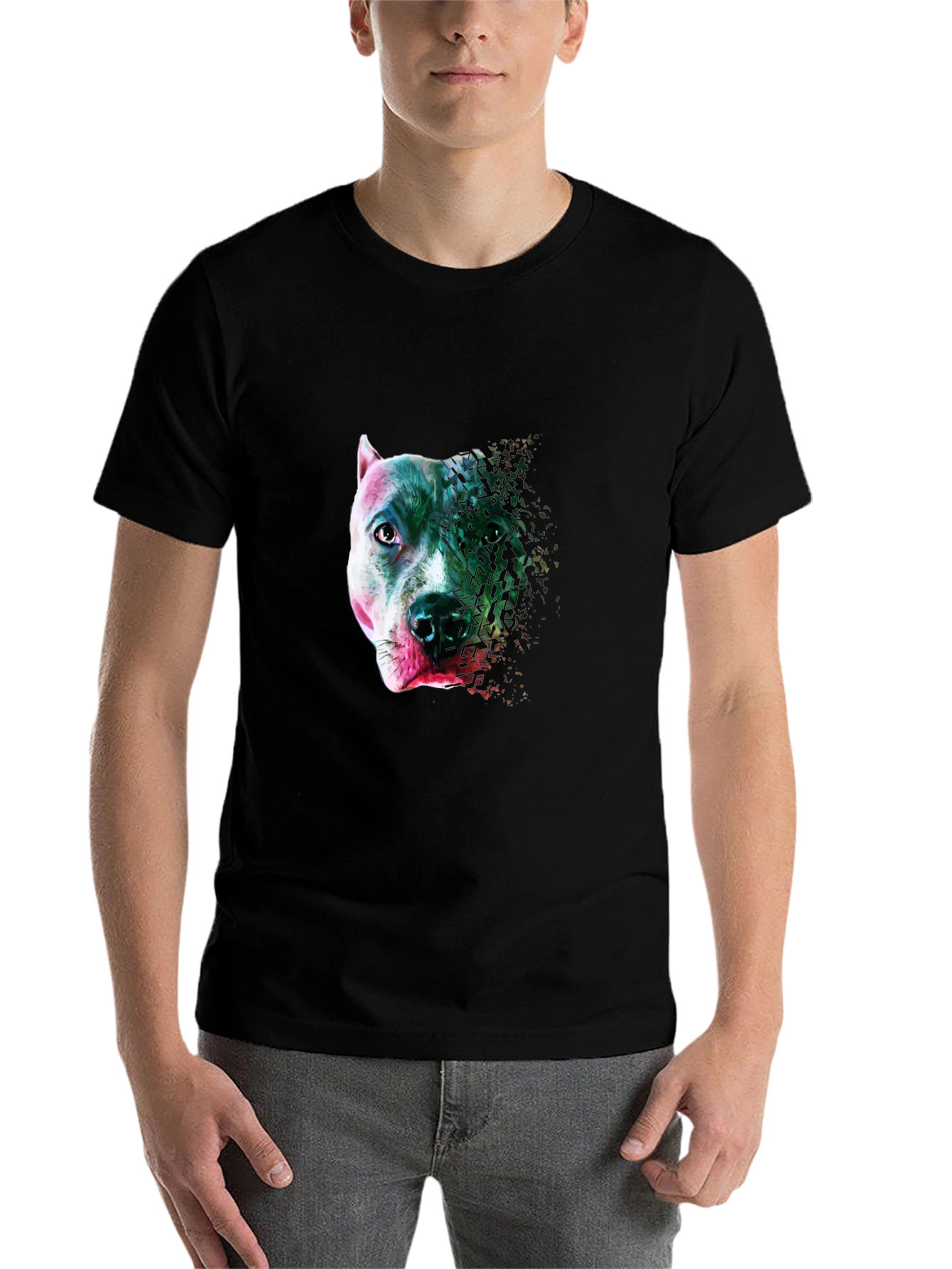 Black Pitbull Head Graphic T-Shirt - Stylish Men's Tee view 7