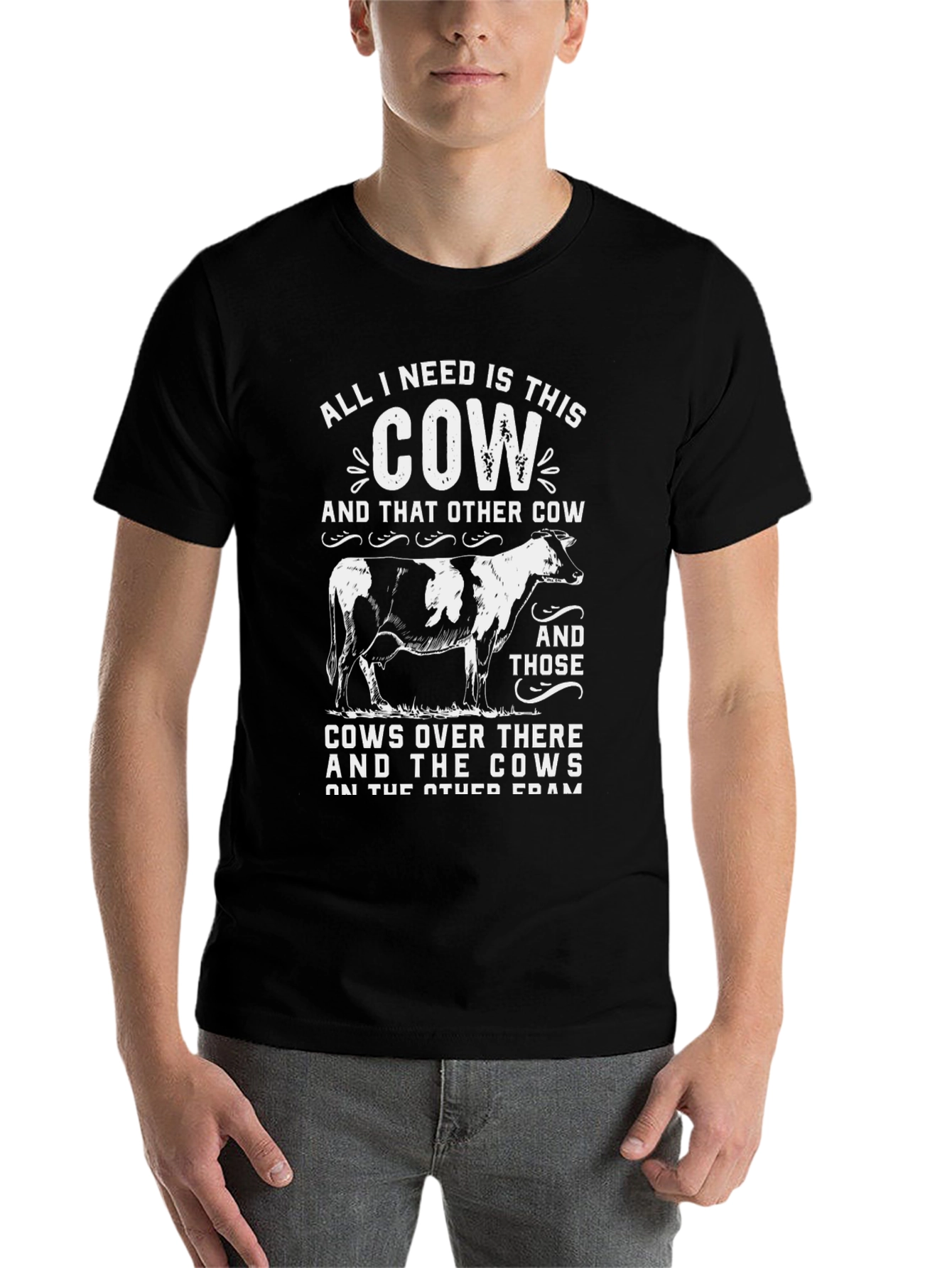 Black Funny Cow Lover Black T-Shirt view 7