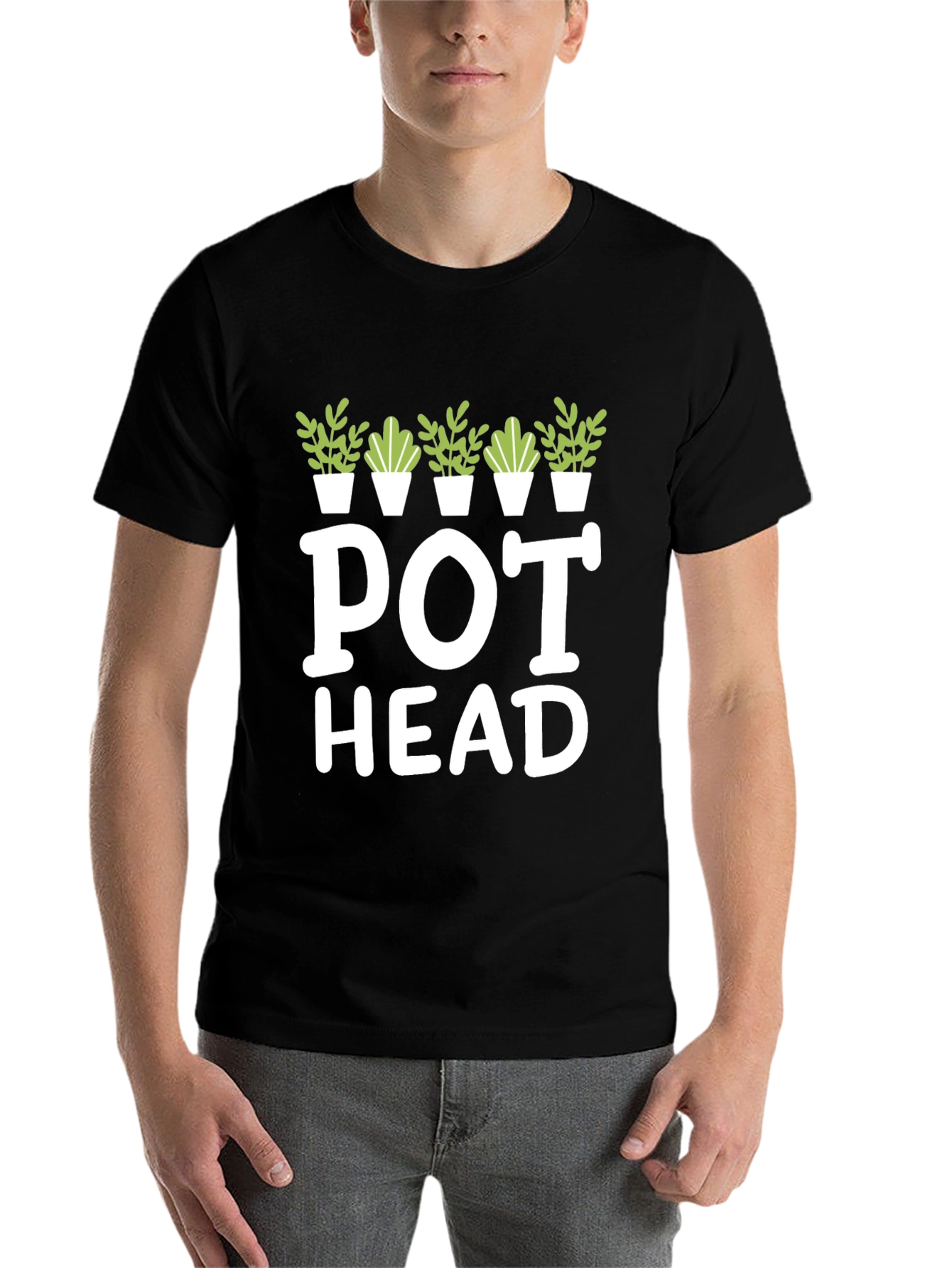 Black Pot Head Graphic Tee - Gardening Lover T-Shirt view 7