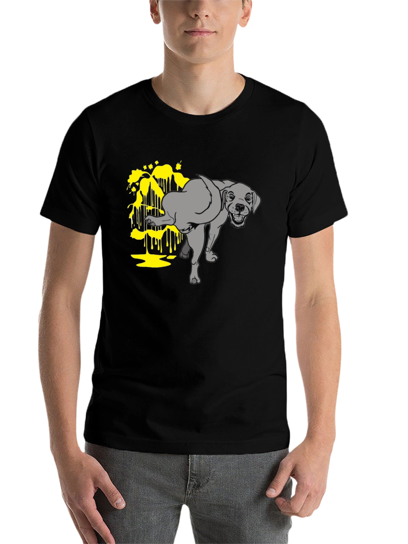 Black Funny Dog Peeing Humor Graphic Black T-Shirt view 7
