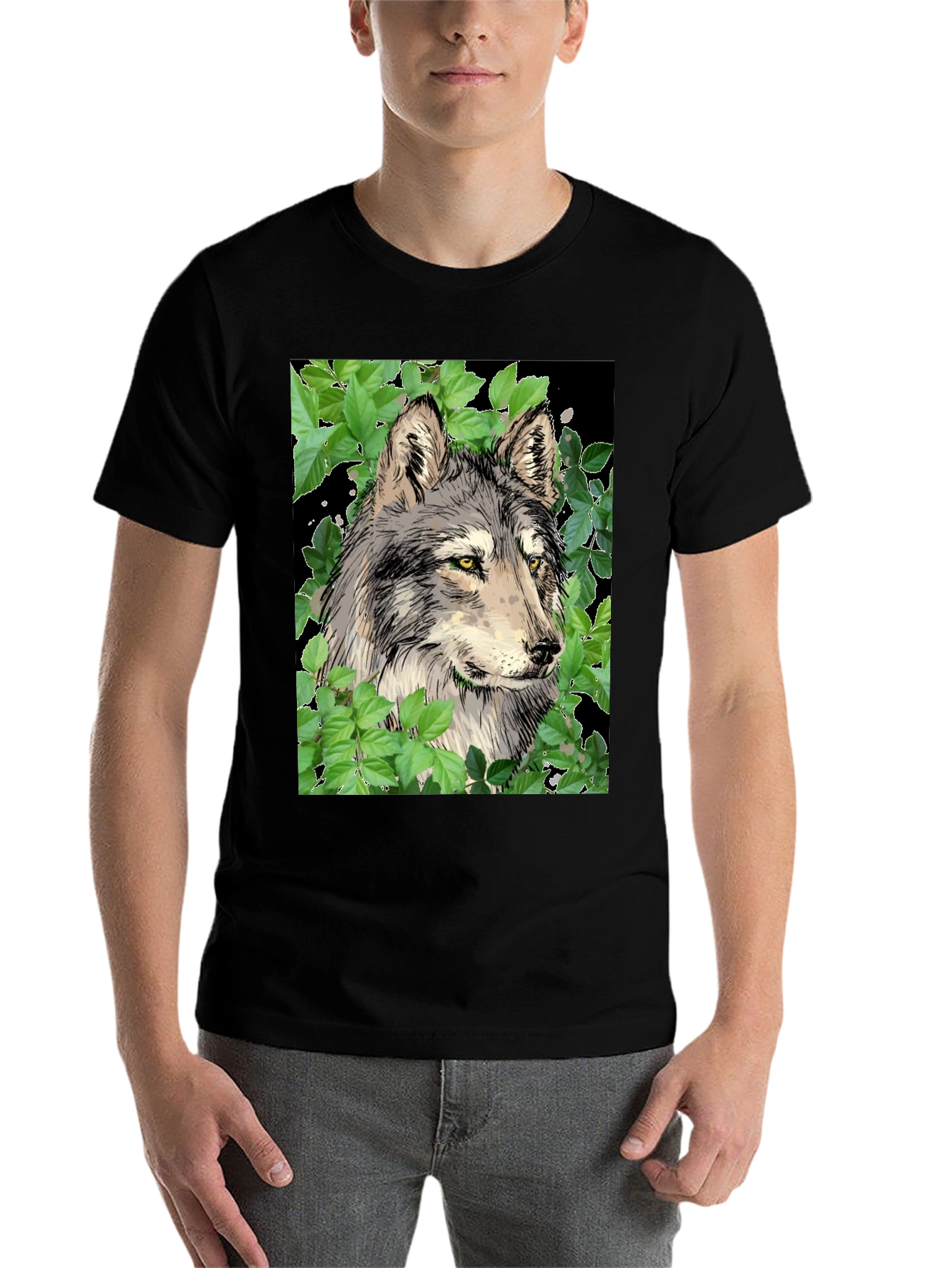 Black Wolf Graphic Black T-Shirt view 7