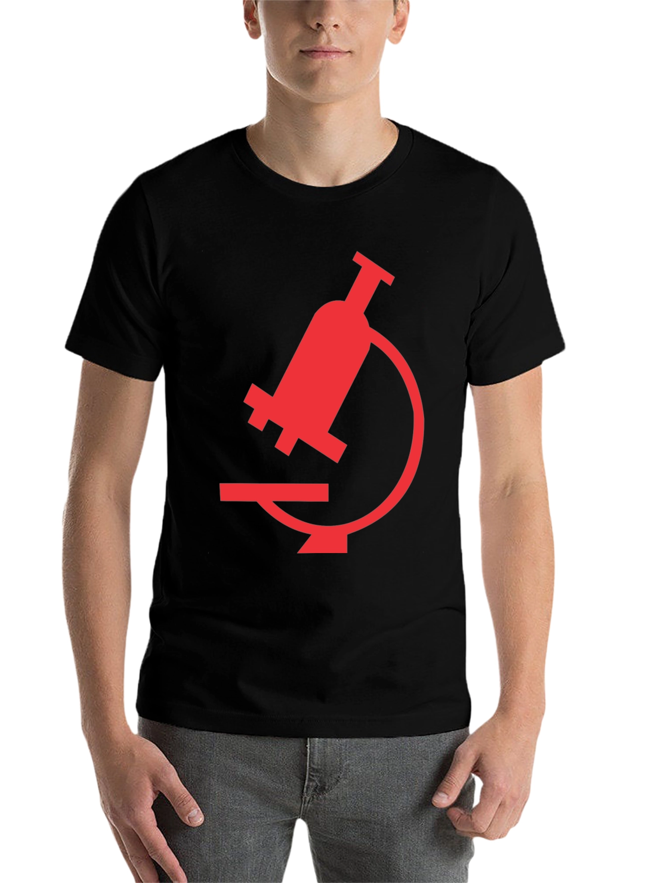 Black Black T-Shirt with Red Microscope Graphic view 7