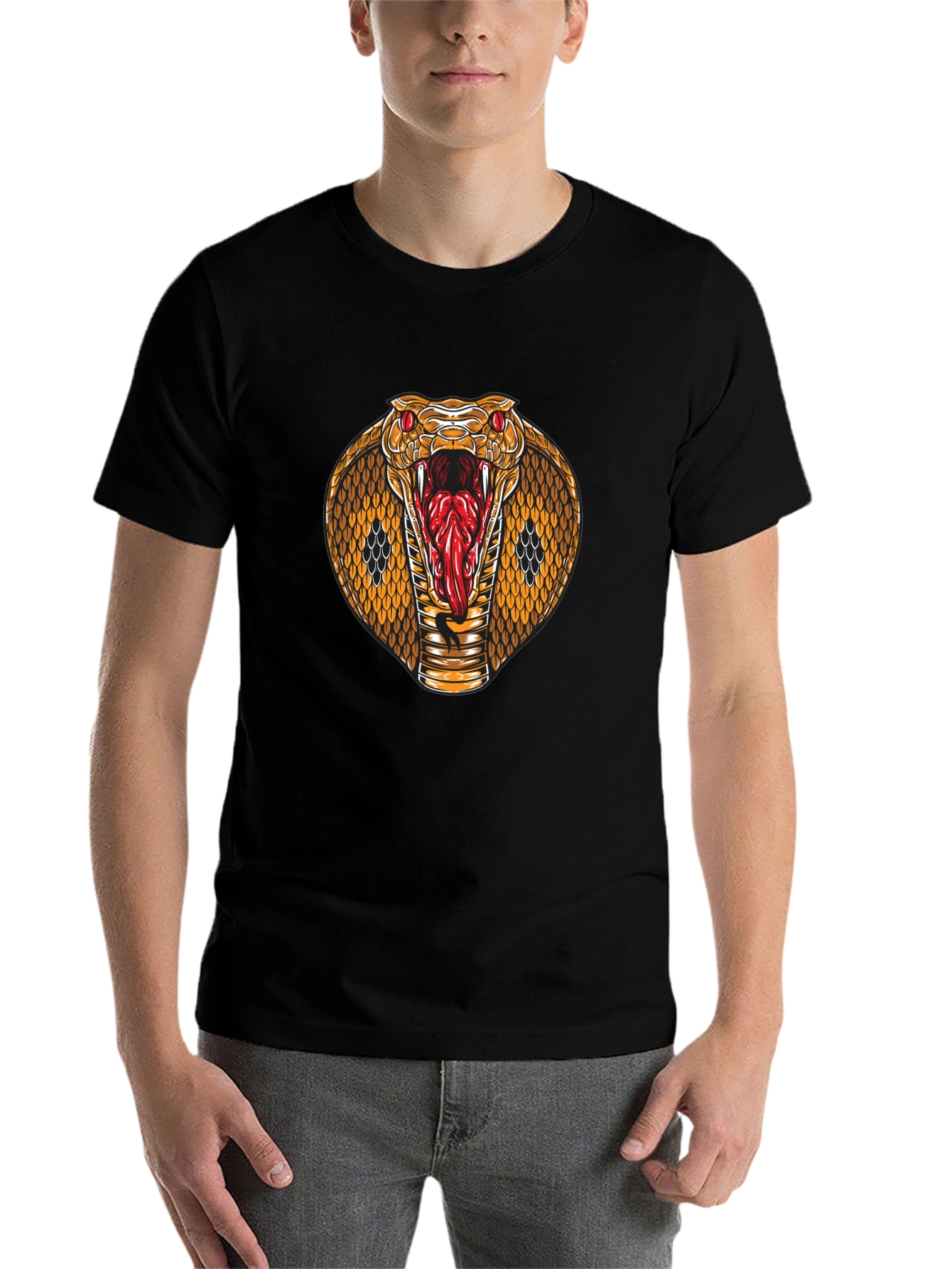 Black Cobra Graphic T-Shirt - Men's Black Tee view 7