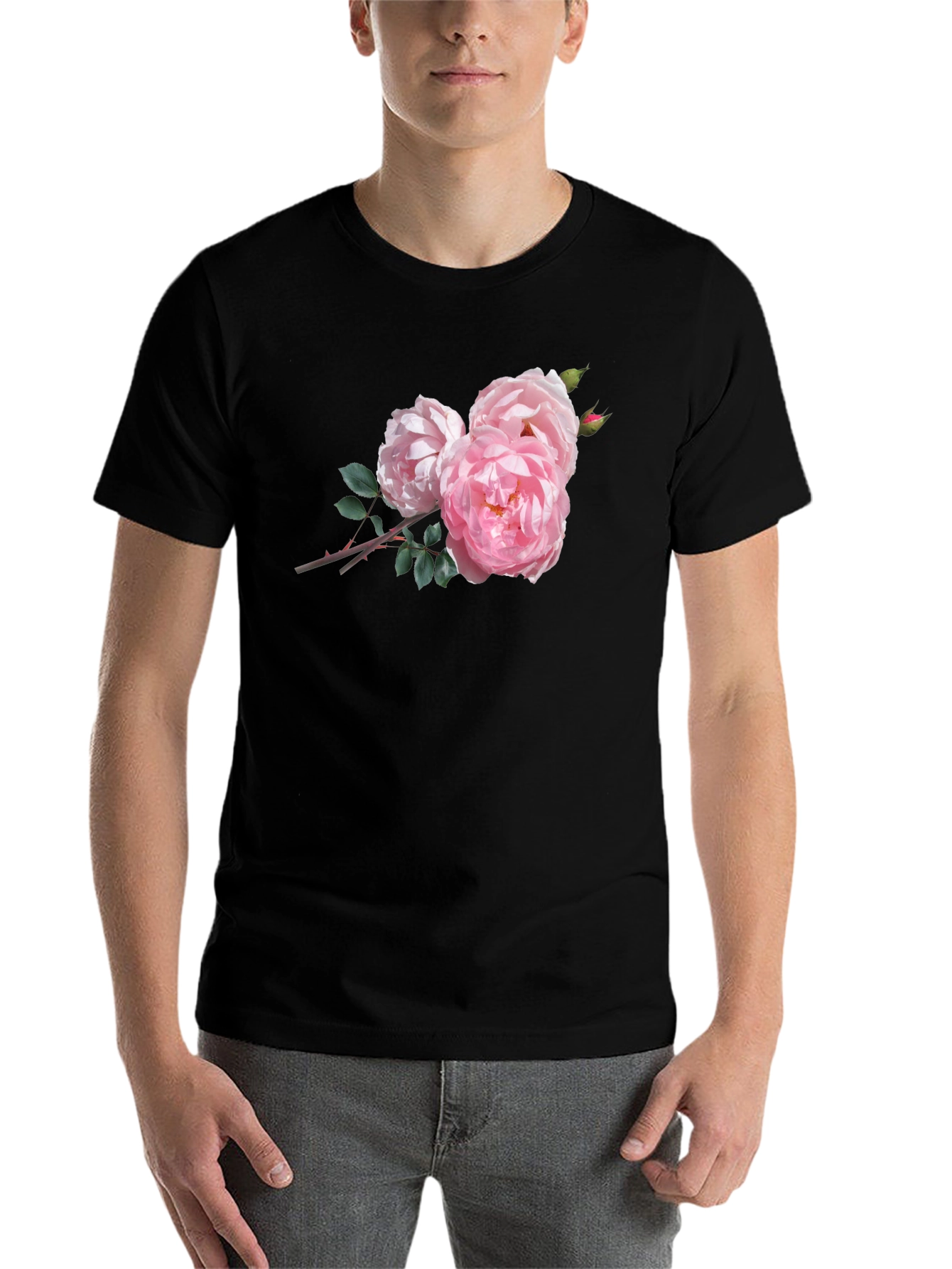 Black Floral Print Crew Neck T-Shirt view 7