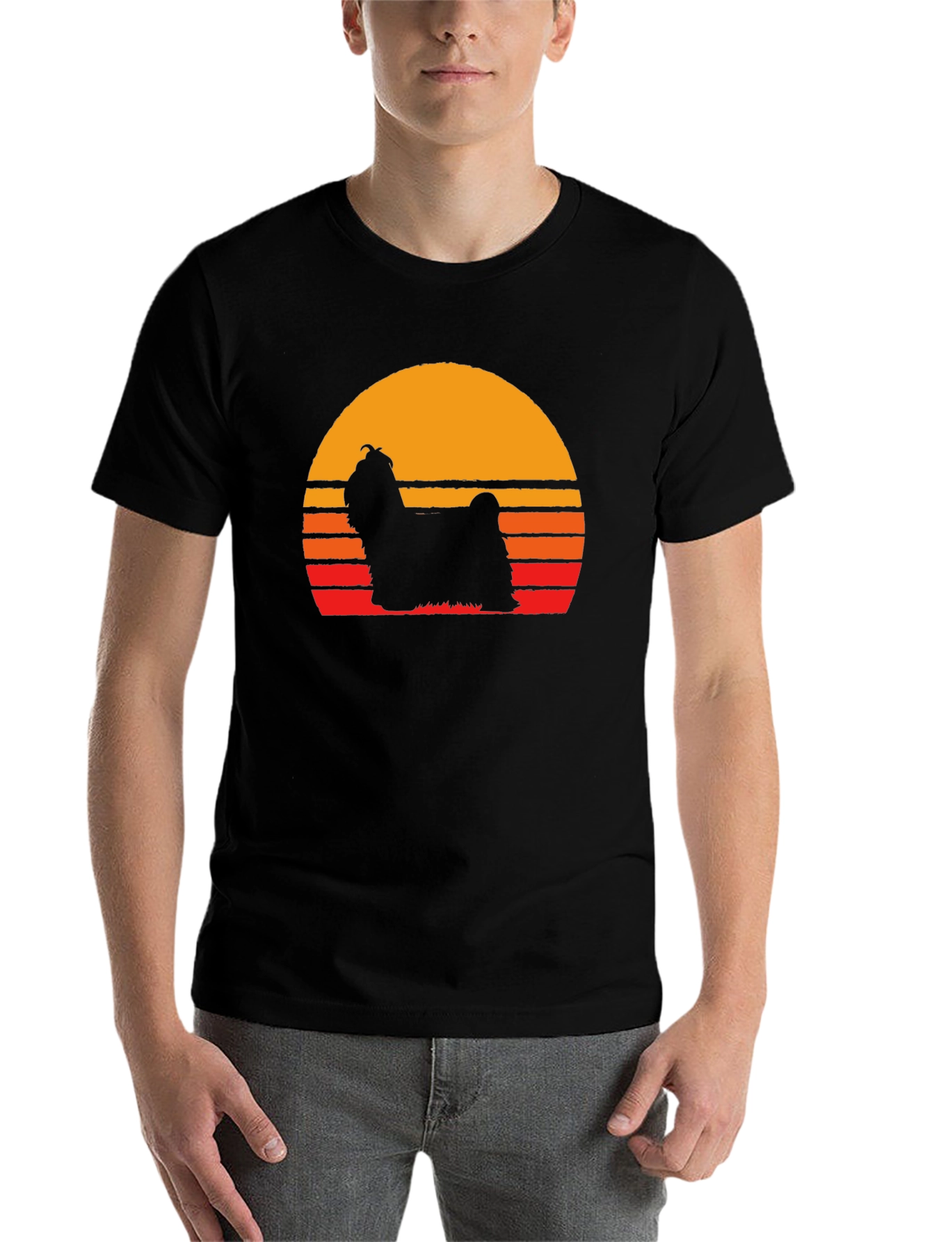 Black Retro Dog Silhouette T-Shirt view 7