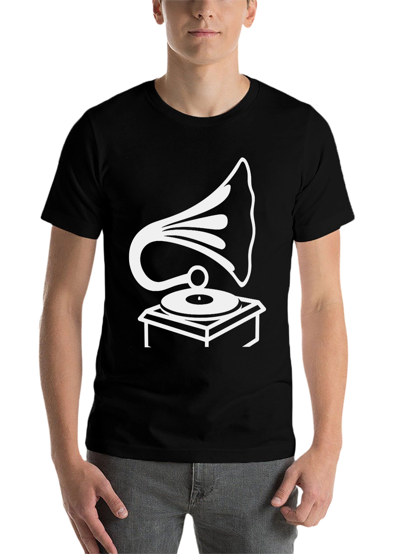 Black Retro Phonograph Graphic Tee - Black view 7