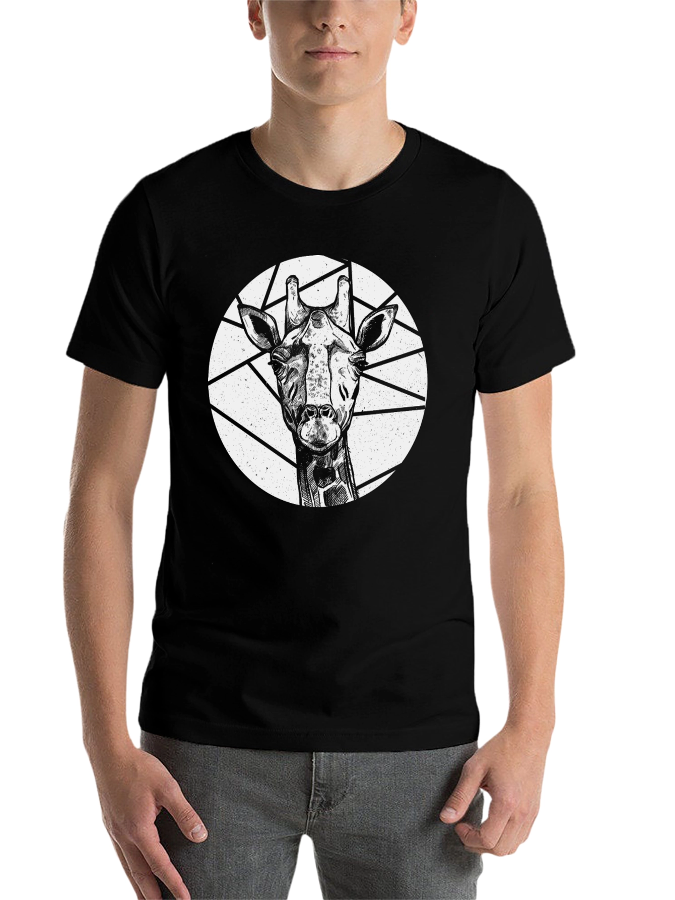 Black Giraffe Graphic Tee - Unique Black Shirt view 7