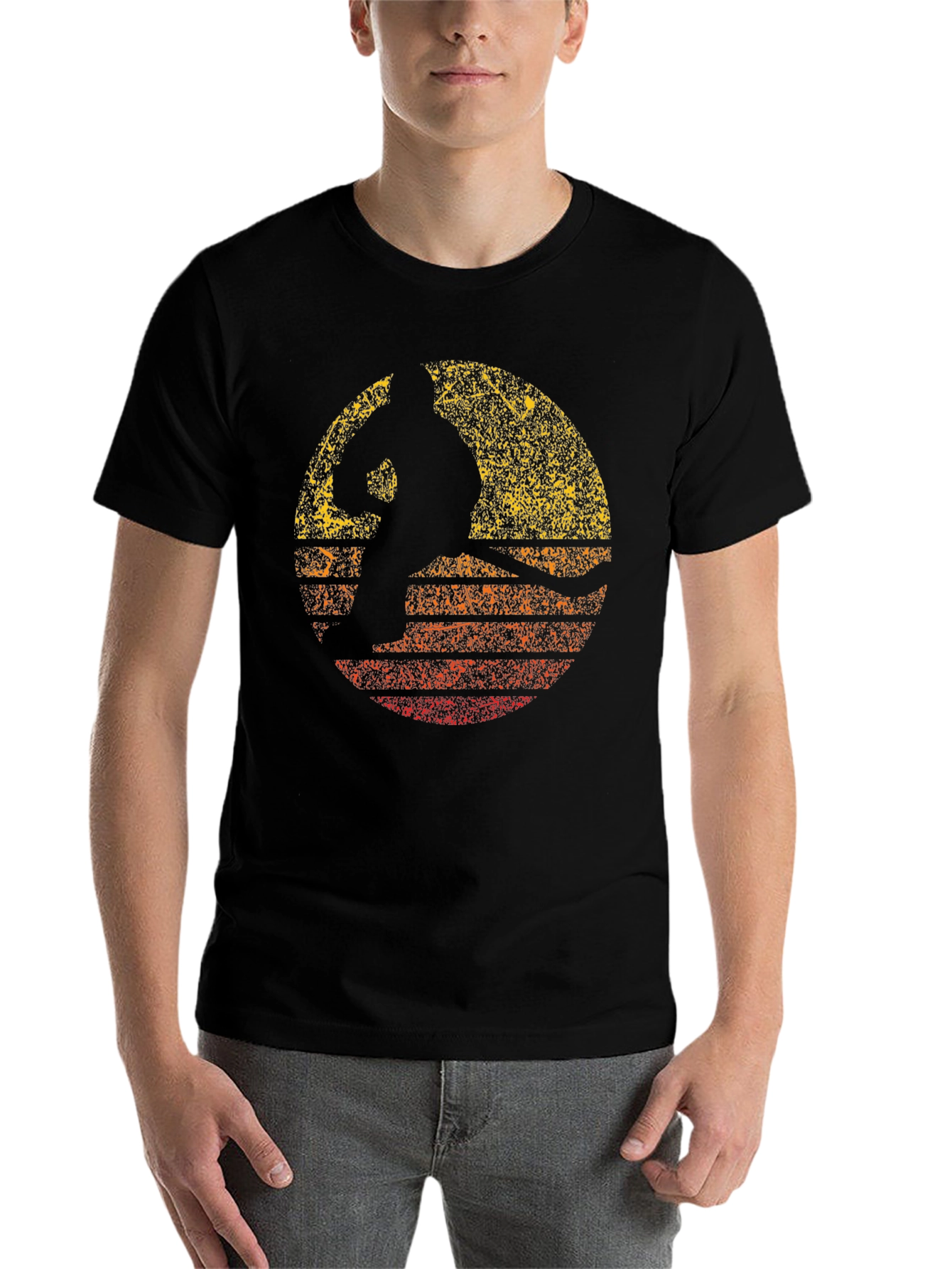 Black Retro Sunset Silhouette T-Shirt - Black view 7