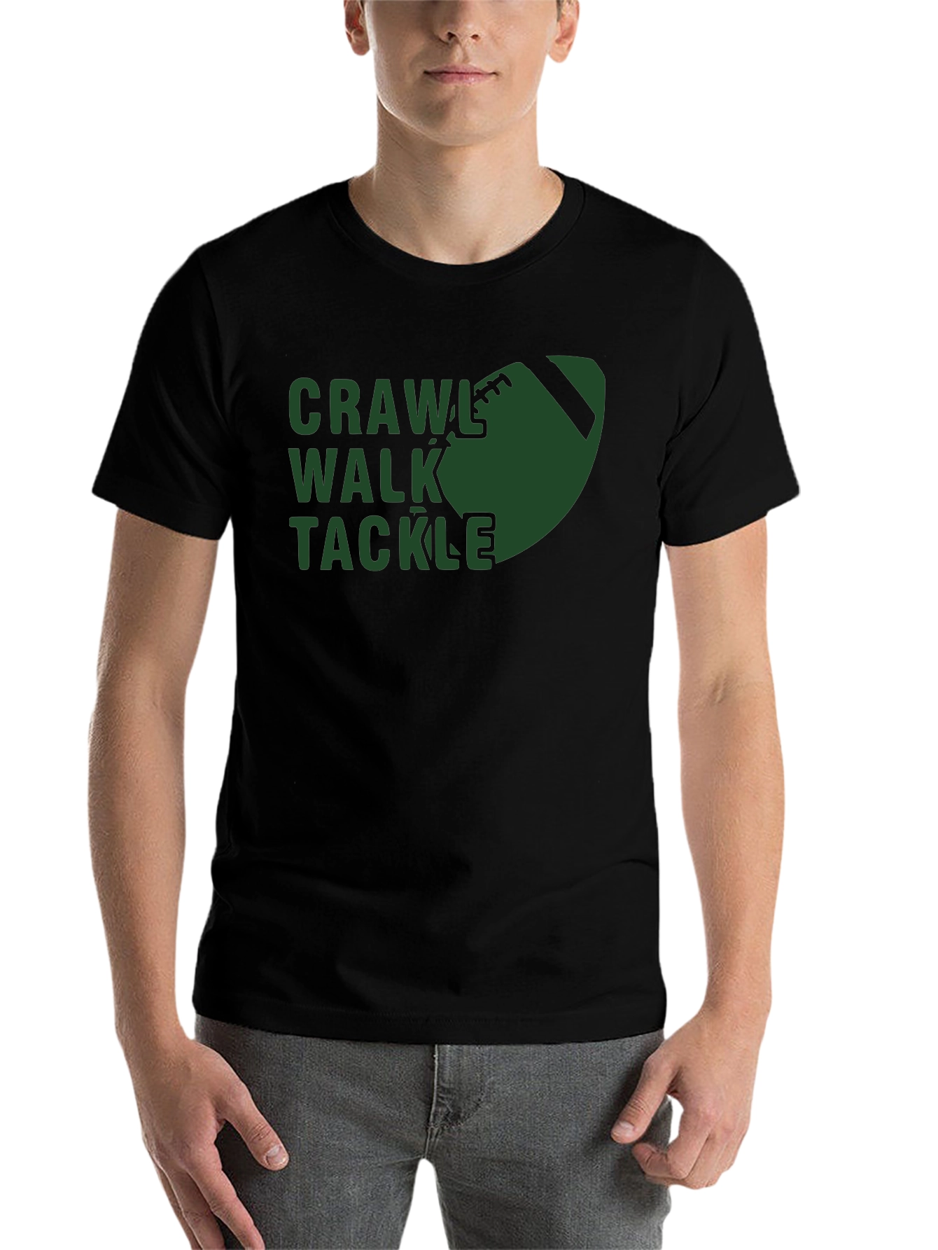 Black Crawl Walk Tackle Football T-Shirt view 7