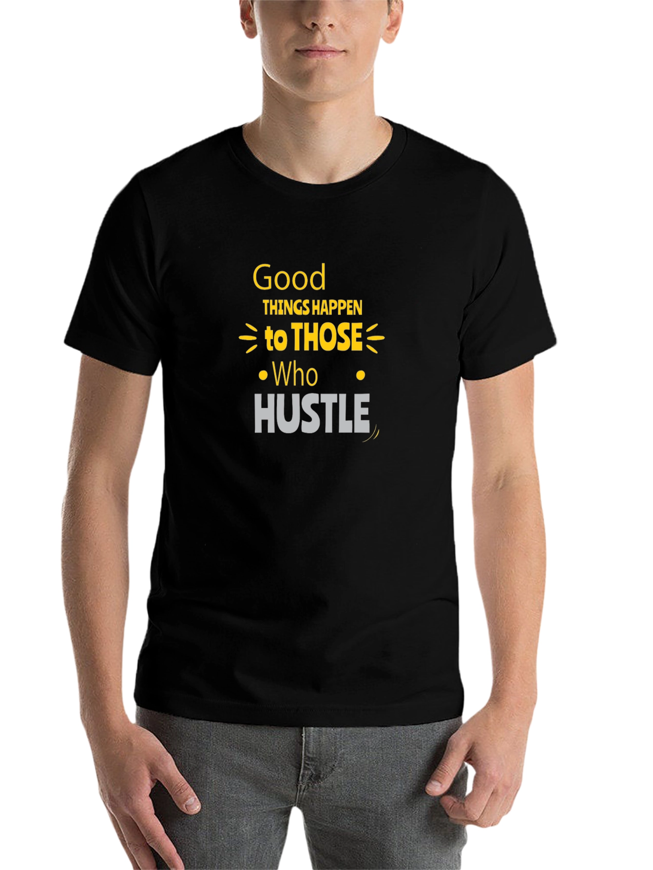 Black Good Things Happen Hustle Black Graphic Tee view 7