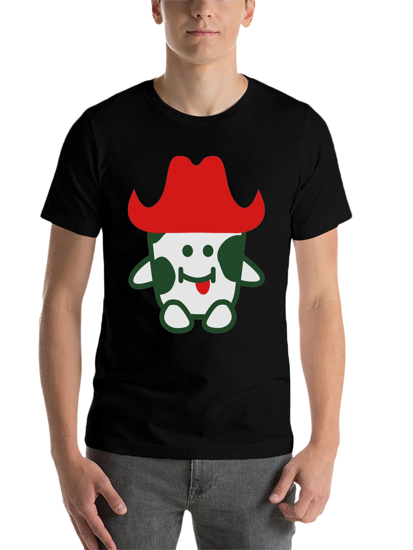 Black Fun Cartoon Cowpoke T-Shirt view 7