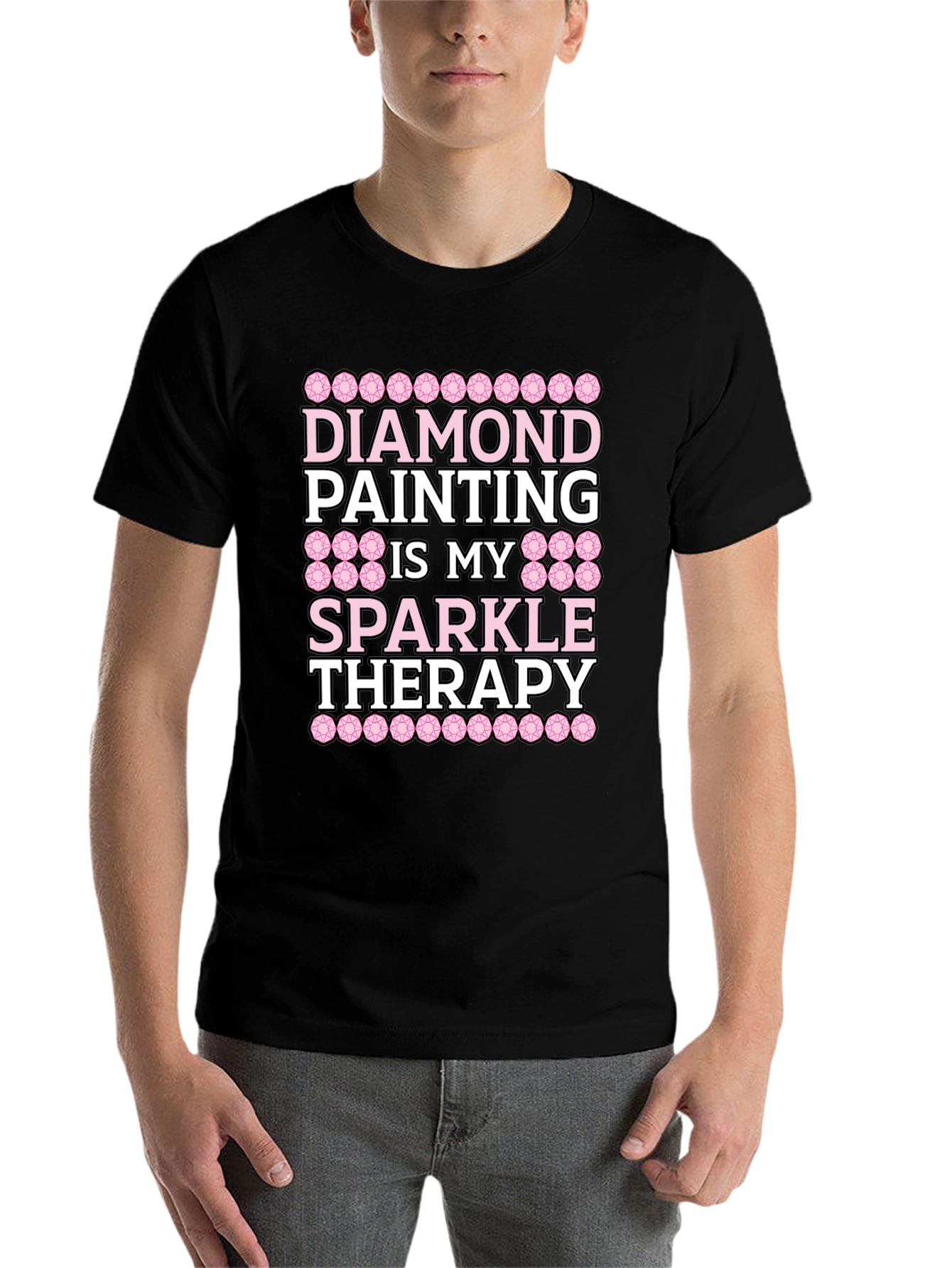 Black Diamond Painting Sparkle Therapy T-Shirt view 7