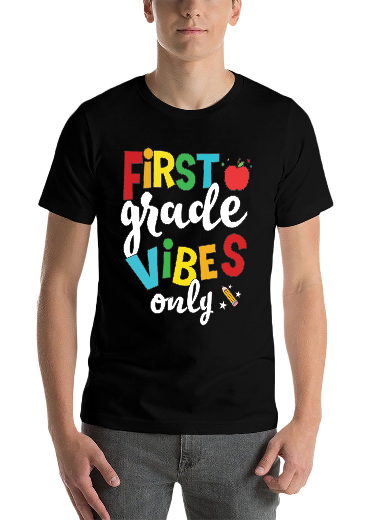 Black First Grade Vibes Only T-Shirt - Back to School view 7