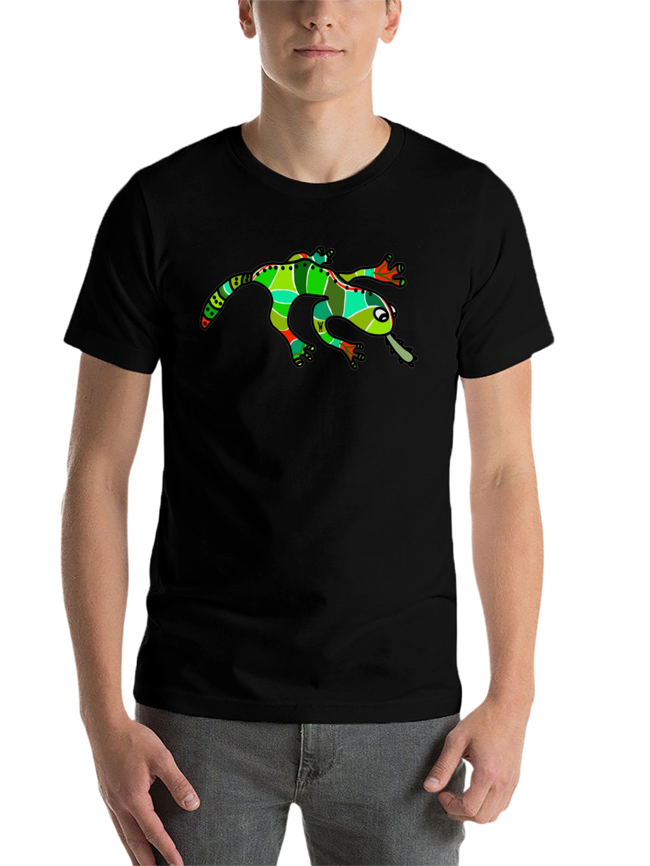 Black Funky Frog Graphic Tee - Black Cotton T-Shirt view 7