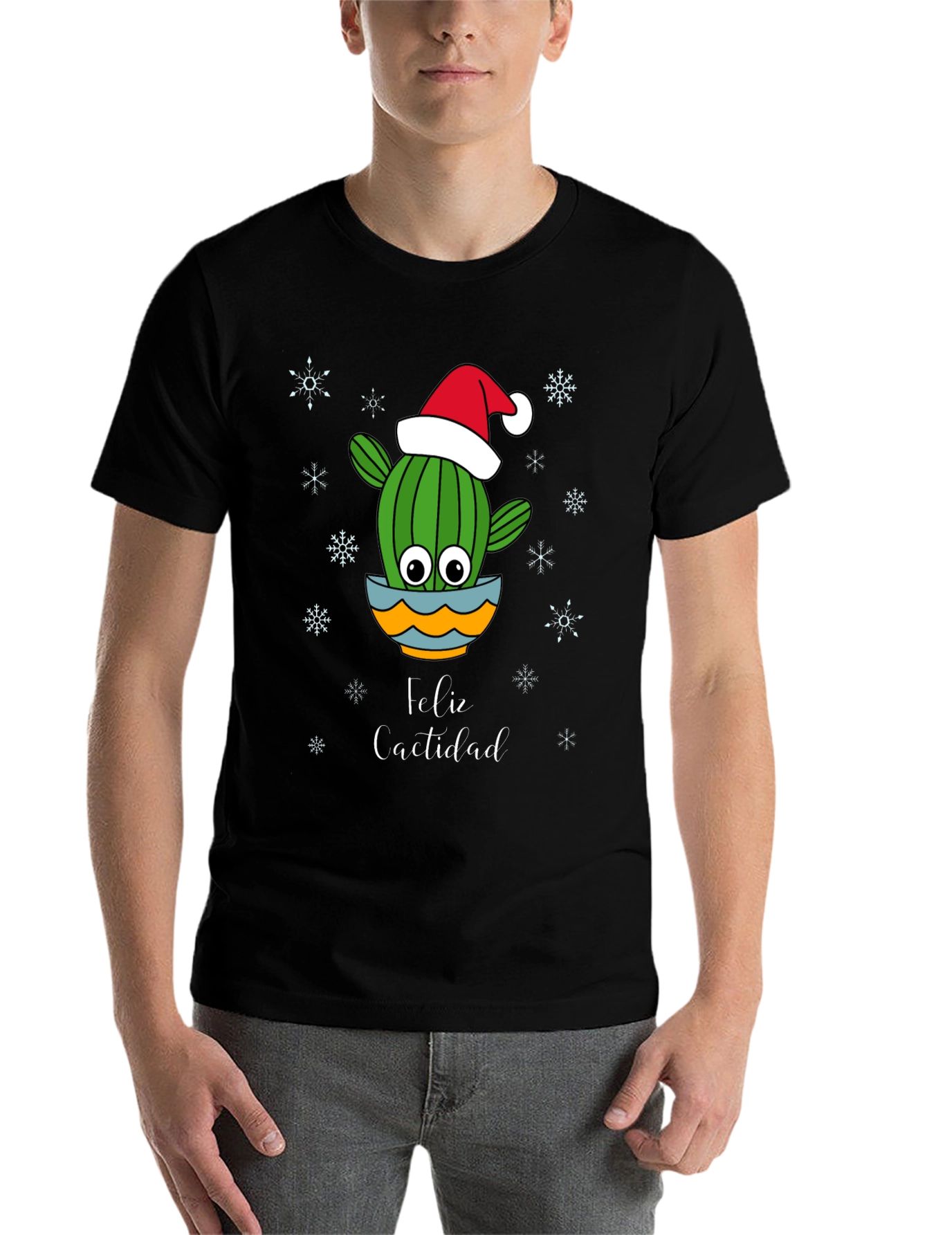 Black Feliz Cactidad Cactus Christmas Holiday Shirt view 7