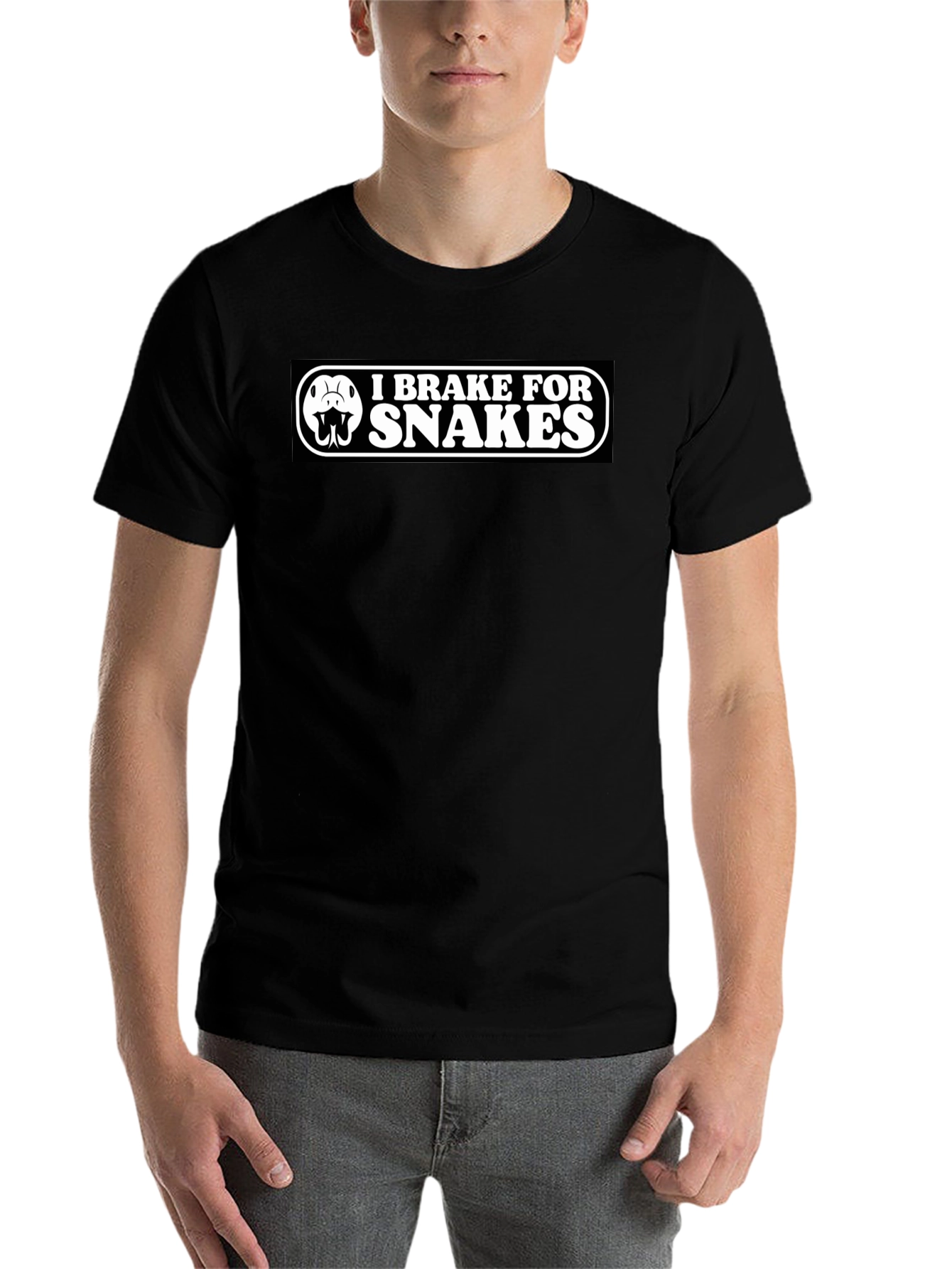 Black I Brake for Snakes T-Shirt view 7