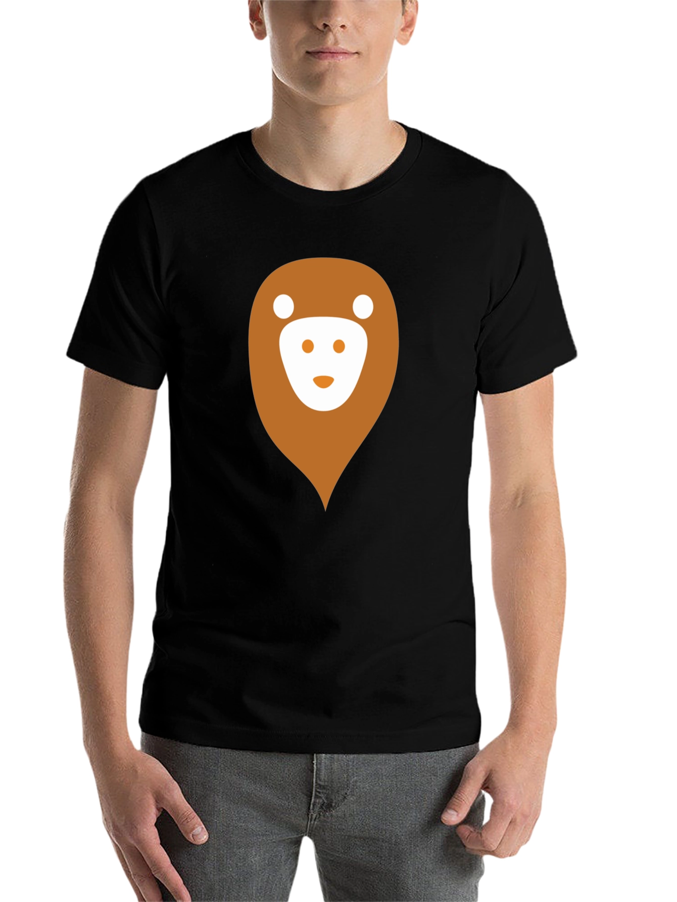 Black Men's Black T-Shirt with Monkey Logo view 7