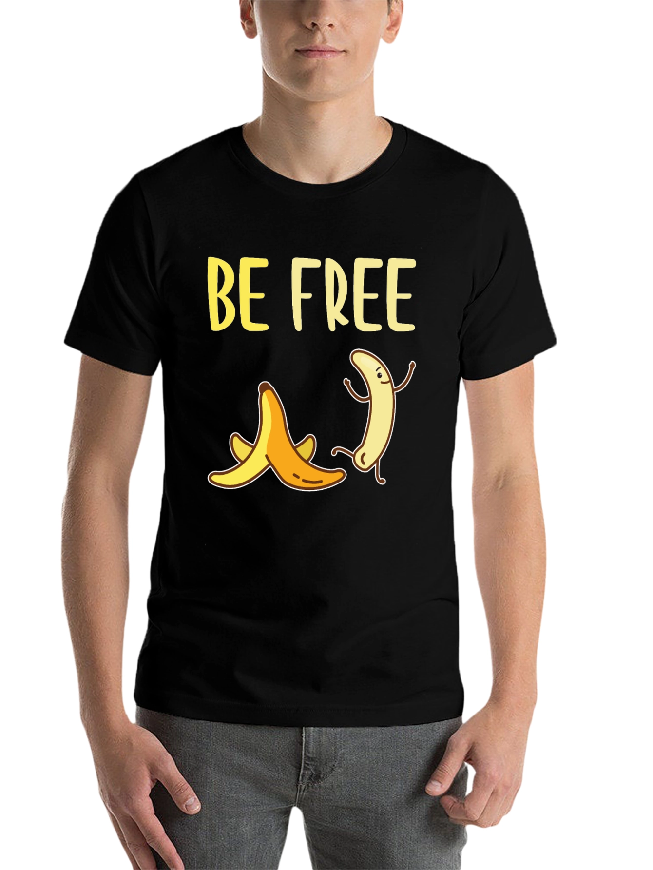 Black Be Free Banana Graphic T-Shirt view 7