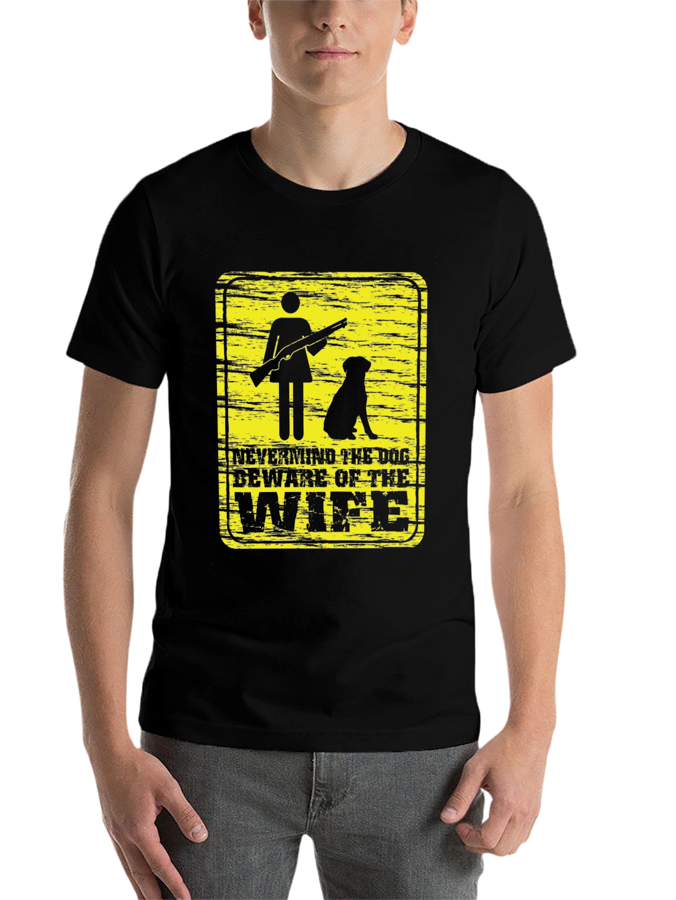 Black Beware of Wife Funny Graphic T-Shirt view 7