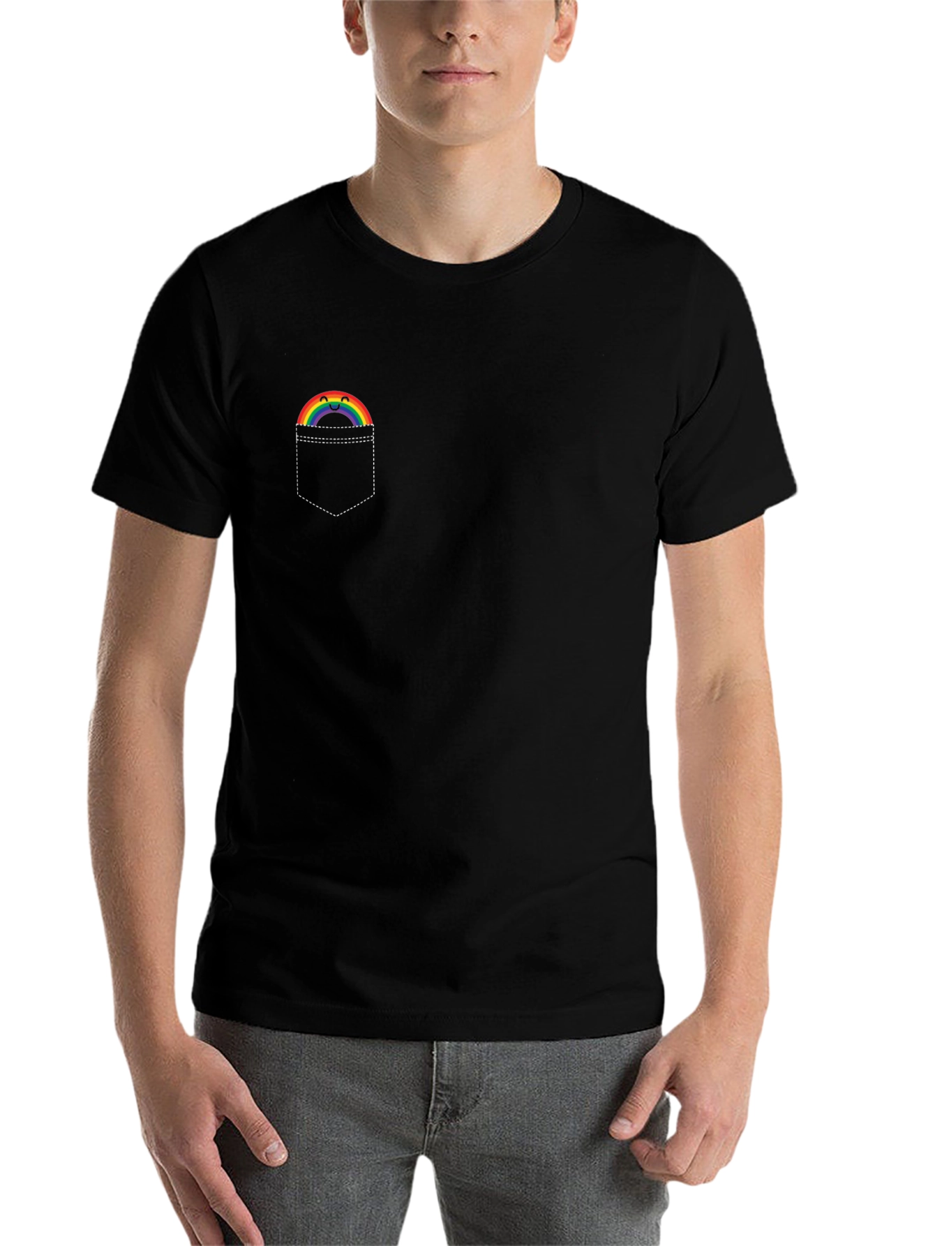 Rainbow Pocket Graphic T-Shirt - Soft Cotton Tee - 7