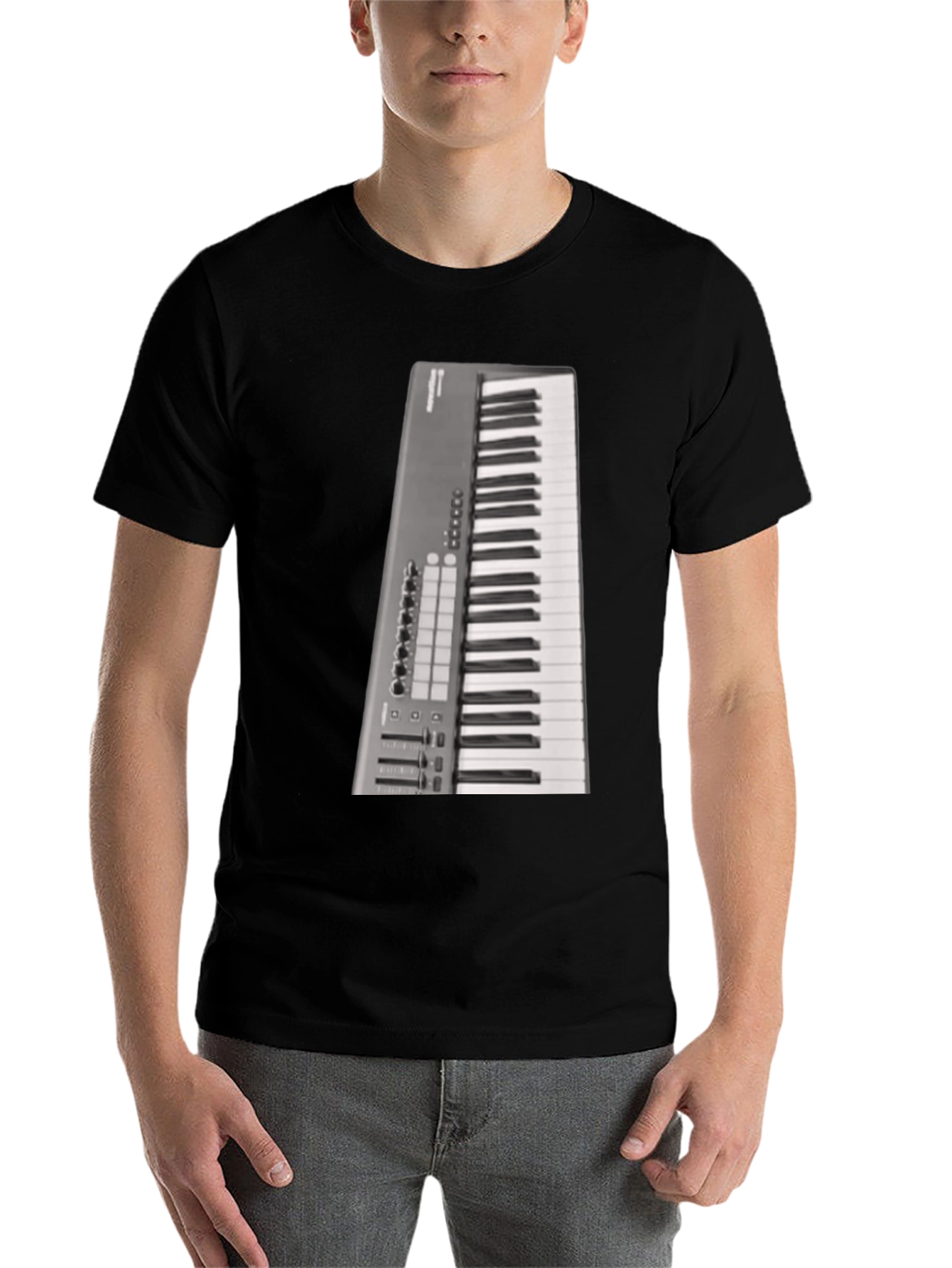 Black Keyboard T-Shirt Musician Graphic Tee view 7