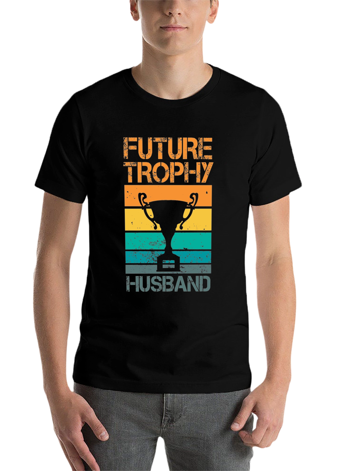 Black Future Trophy Husband Graphic Tee - Stylish and Humorous T-Shirt view 7
