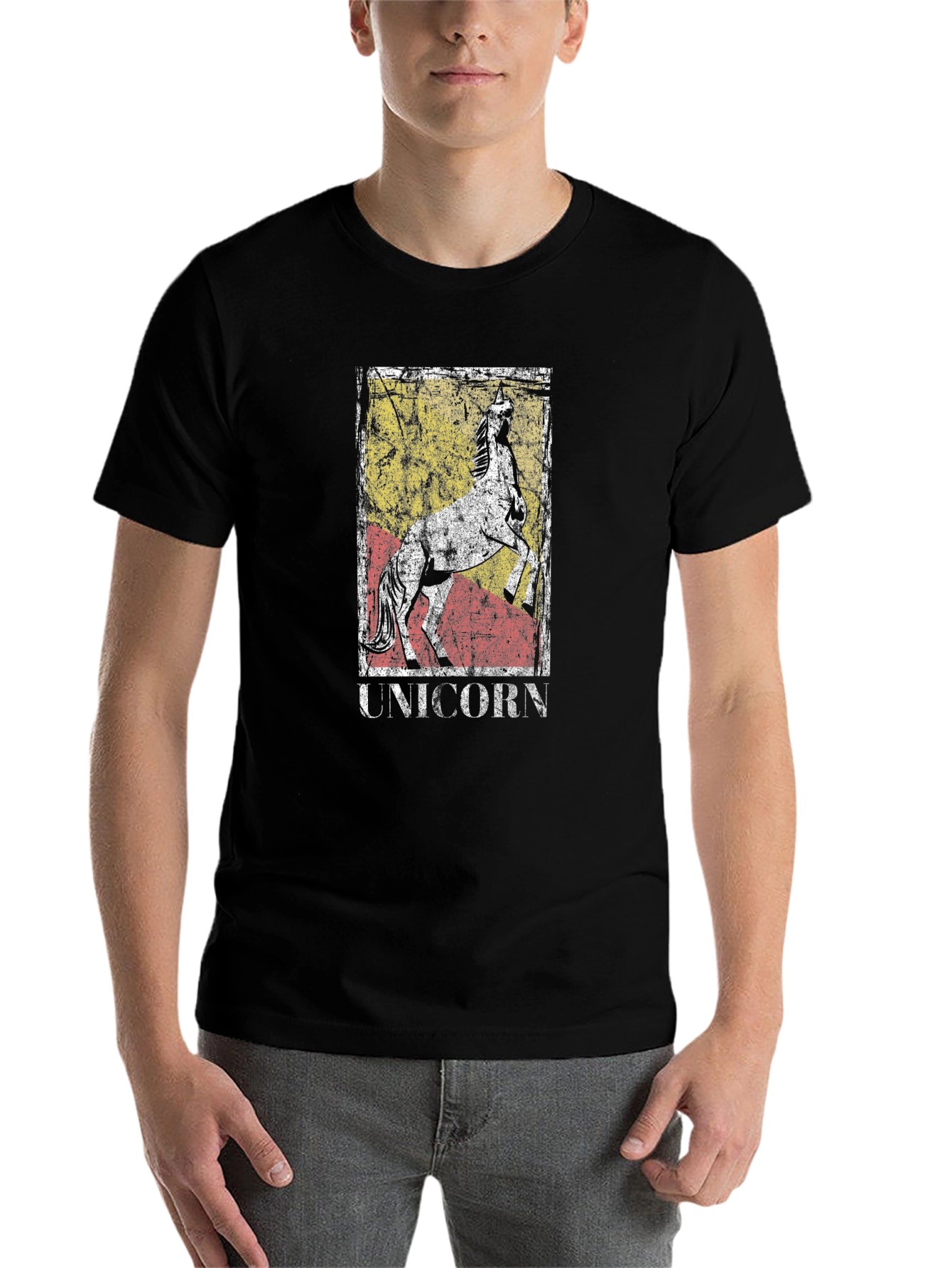 Black Vintage Style Unicorn Graphic T-Shirt view 7