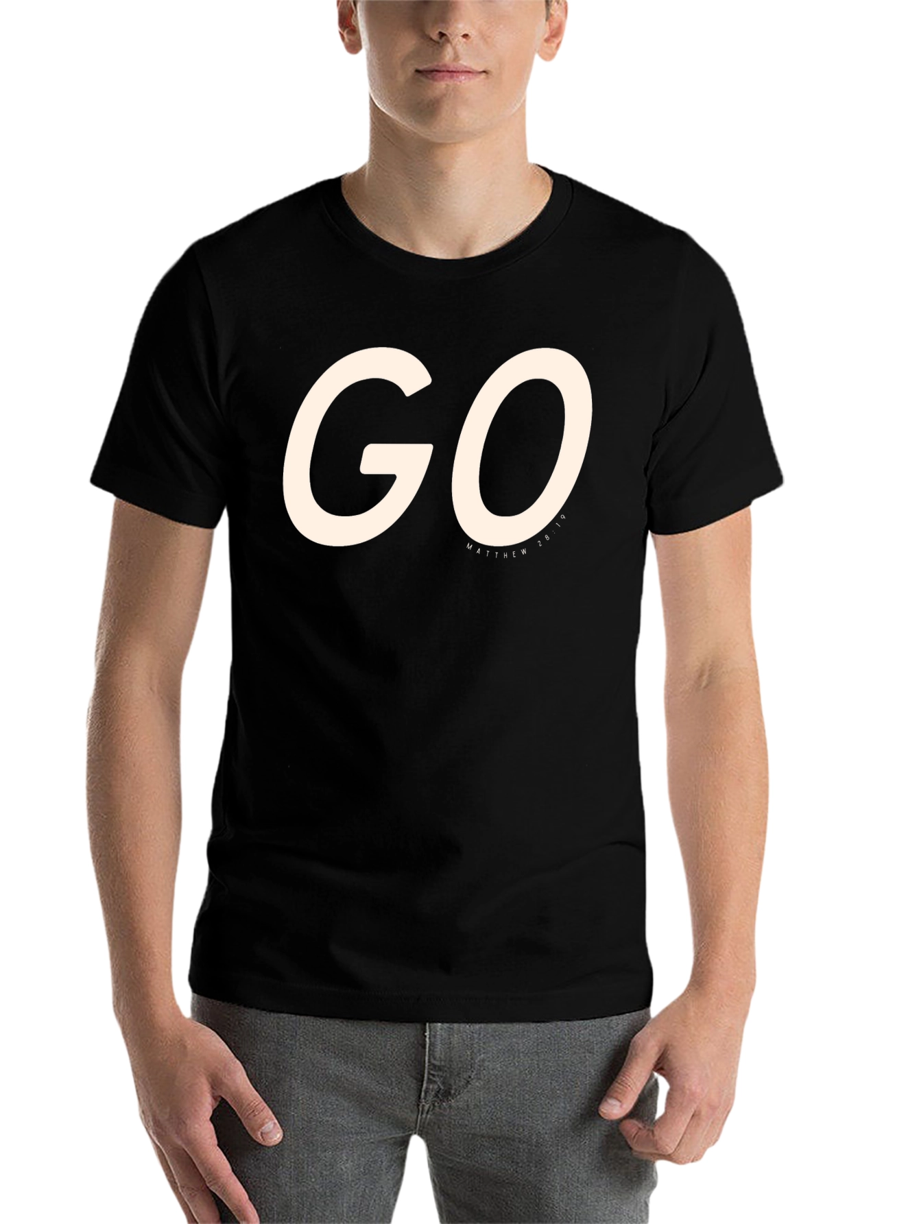 Black Go Matthew 28:19 Graphic Tee - Religious T-Shirt view 7