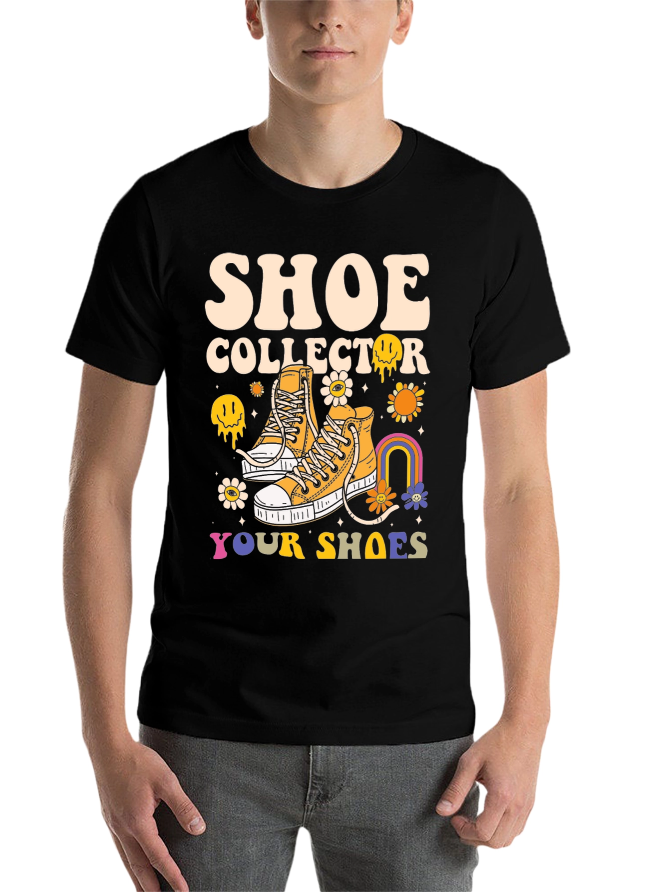 Black Shoe Collector T-Shirt, Funky Shoe Lover Tee view 7