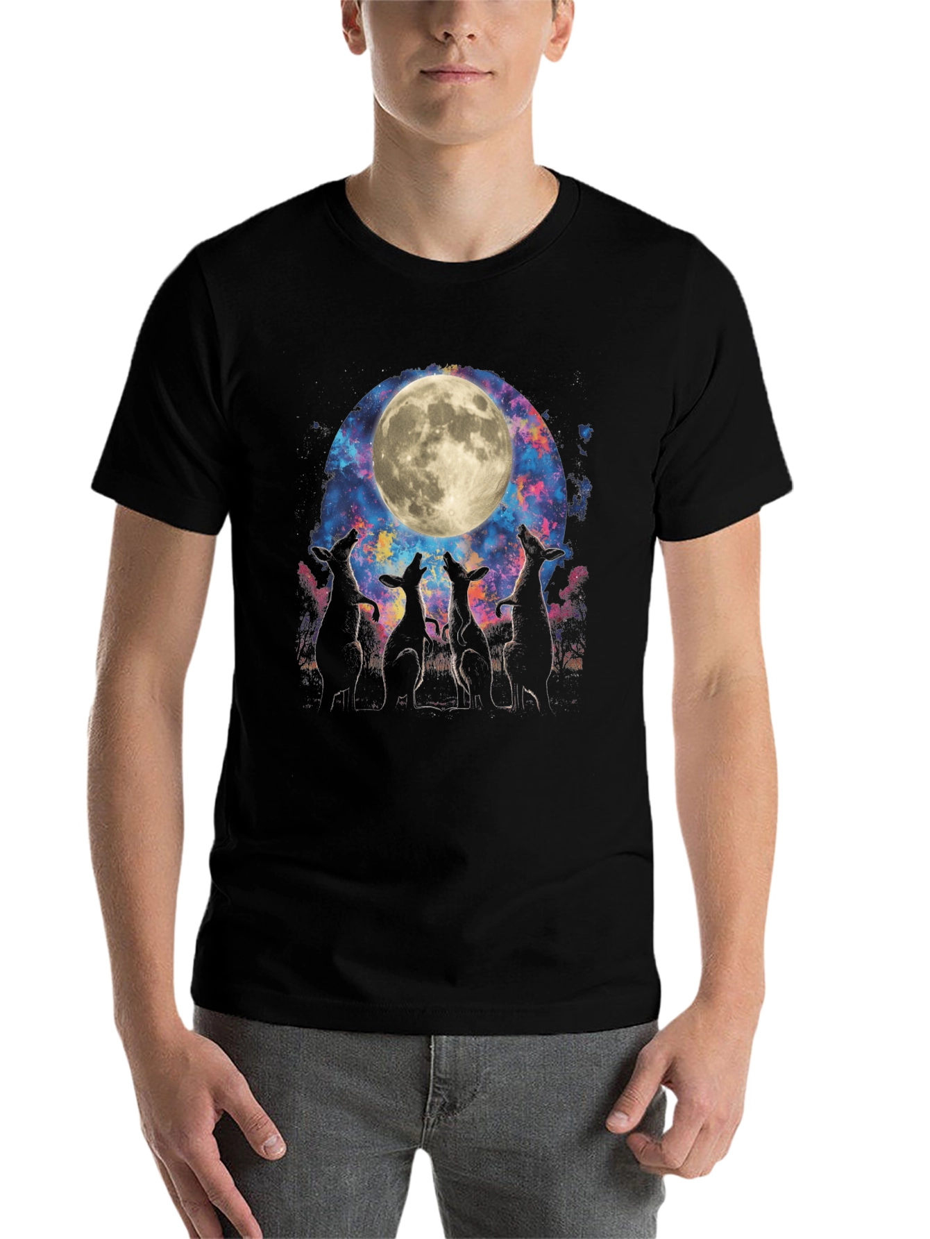 Black Wolf Moon Galaxy T-Shirt view 7