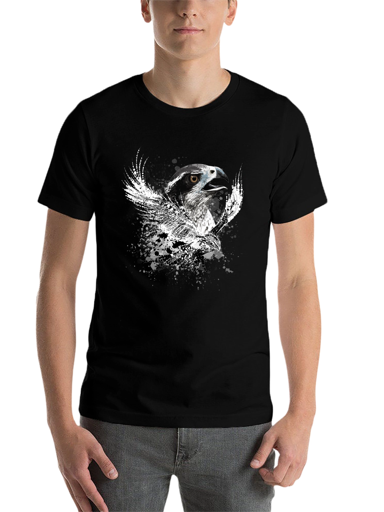 Black Black T-Shirt with Eagle Graphic view 7
