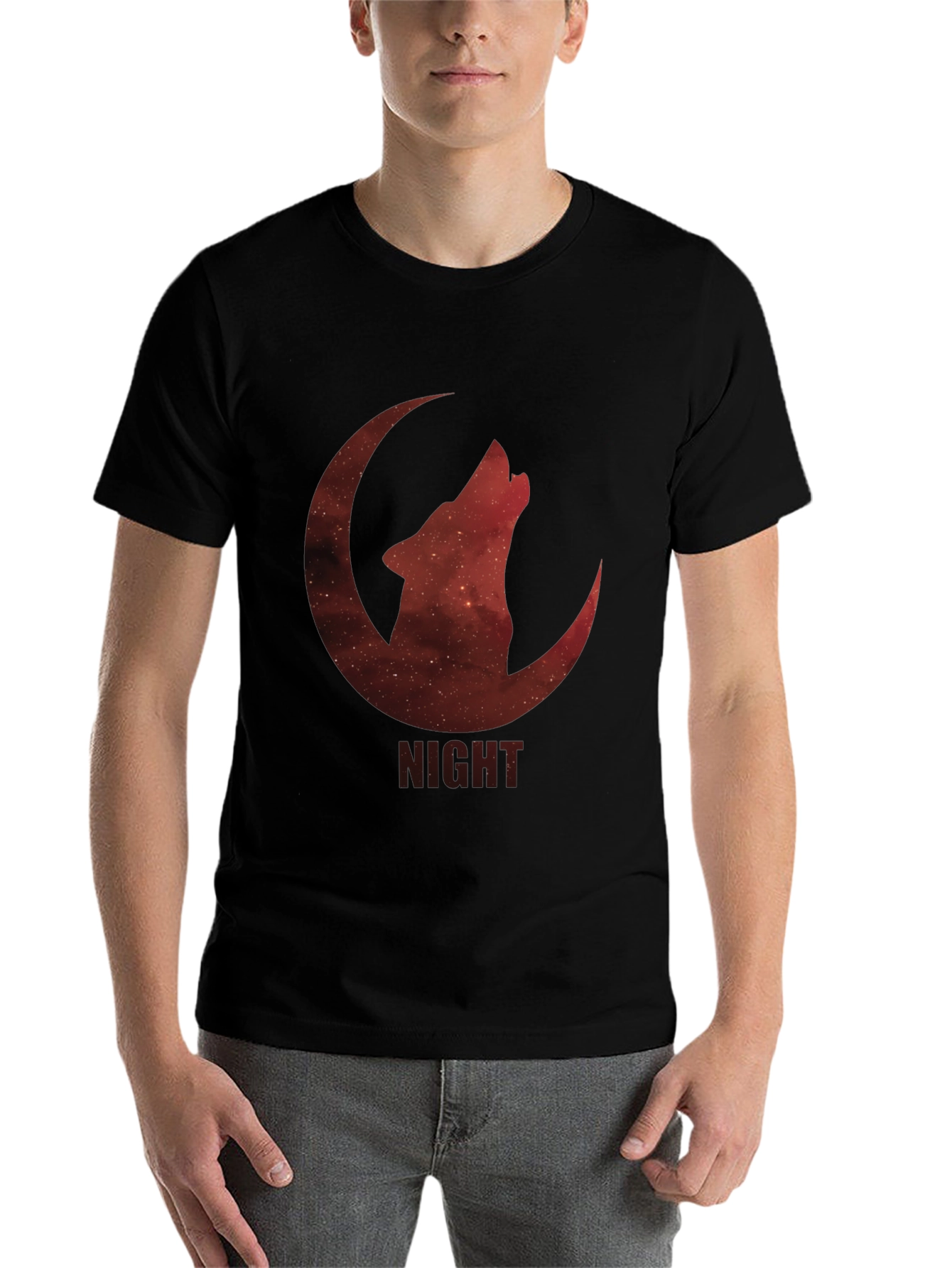 Black Night Wolf Moon Graphic T-Shirt view 7