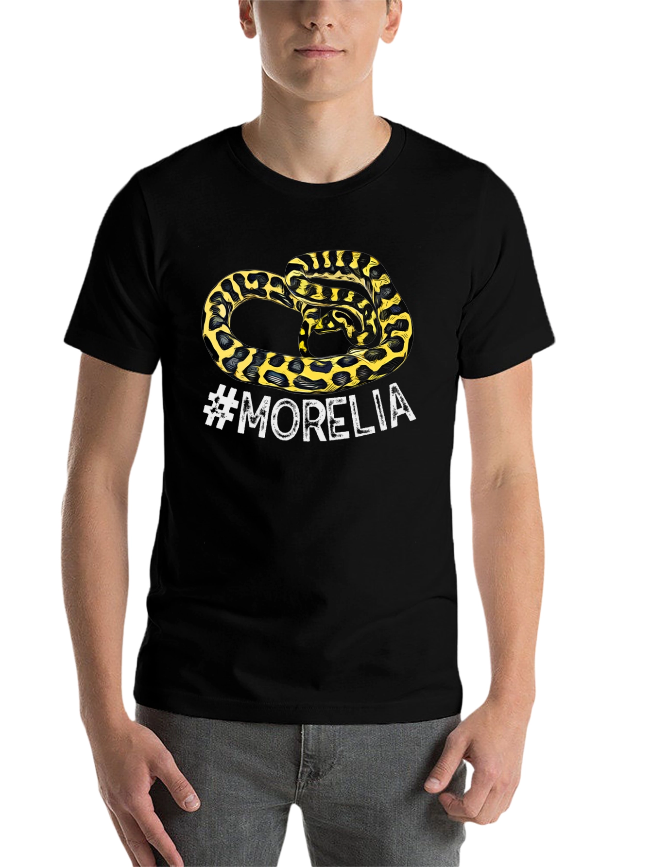 Black Morelia Snake Graphic T-Shirt - Men's Black Tee view 7