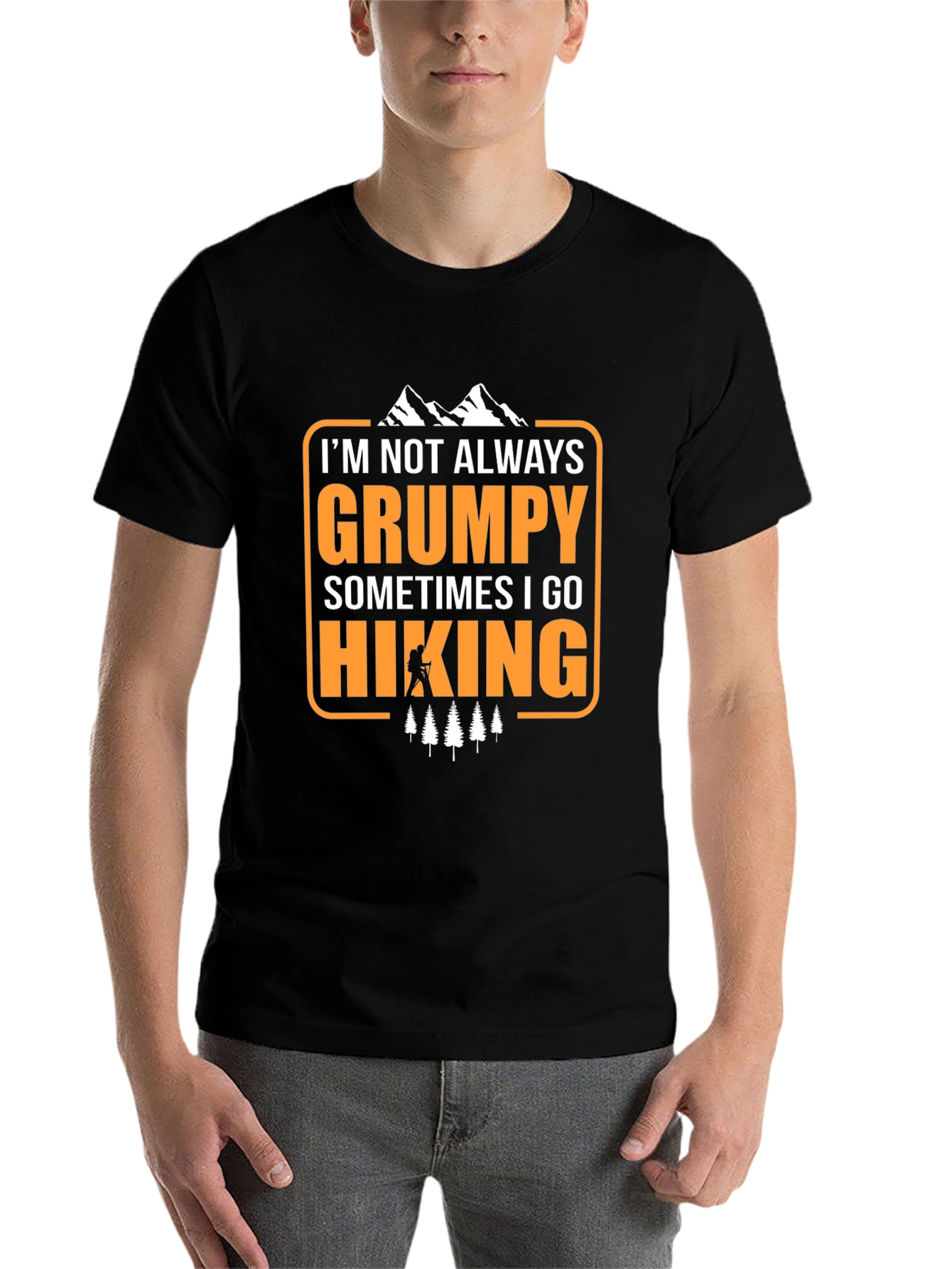 Black Grumpy Hiking T-Shirt - Funny Outdoor Adventure Tee view 7