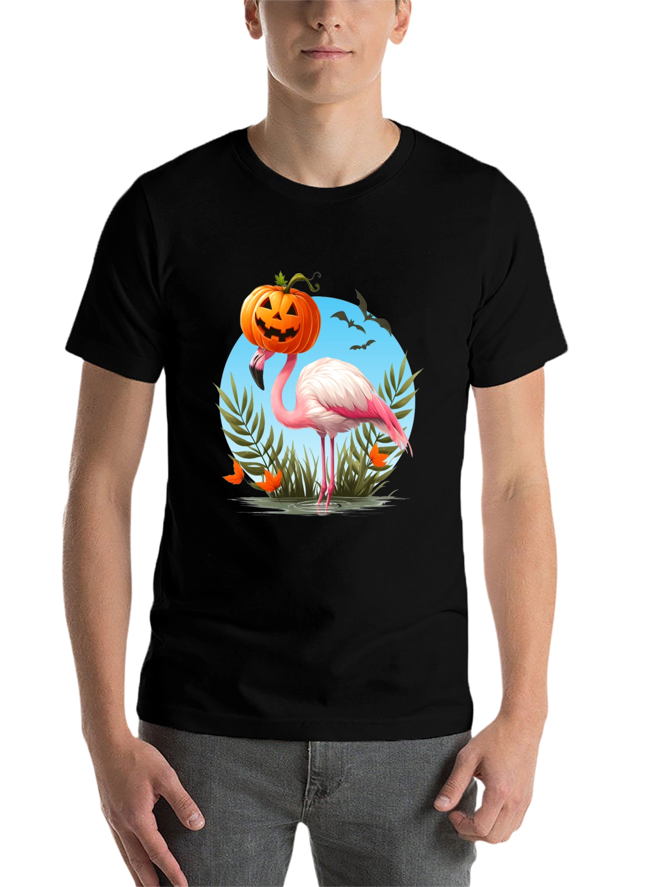 Black Halloween Flamingo Graphic Tee view 7